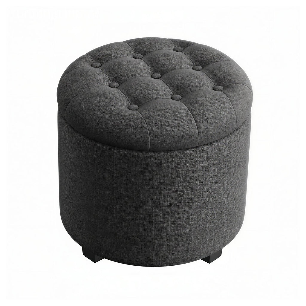 Sitzhocker rund, Fußhocker mit Stauraum, Schminkhocker mit Füßen