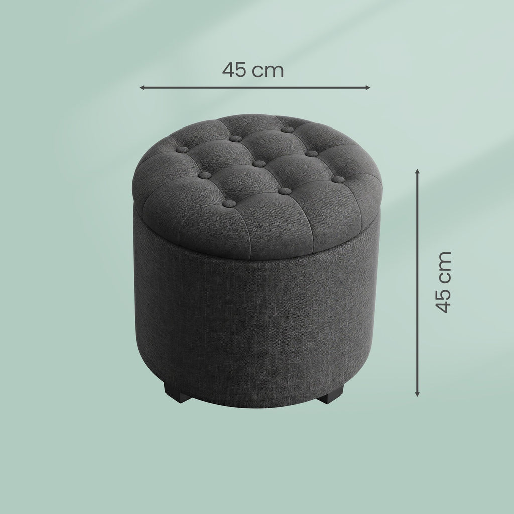 Sitzhocker rund, Fußhocker mit Stauraum, Schminkhocker mit Füßen