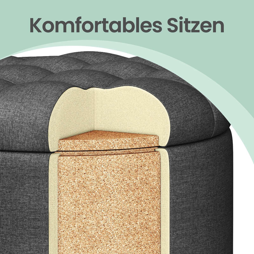 Sitzhocker rund, Fußhocker mit Stauraum, Schminkhocker mit Füßen
