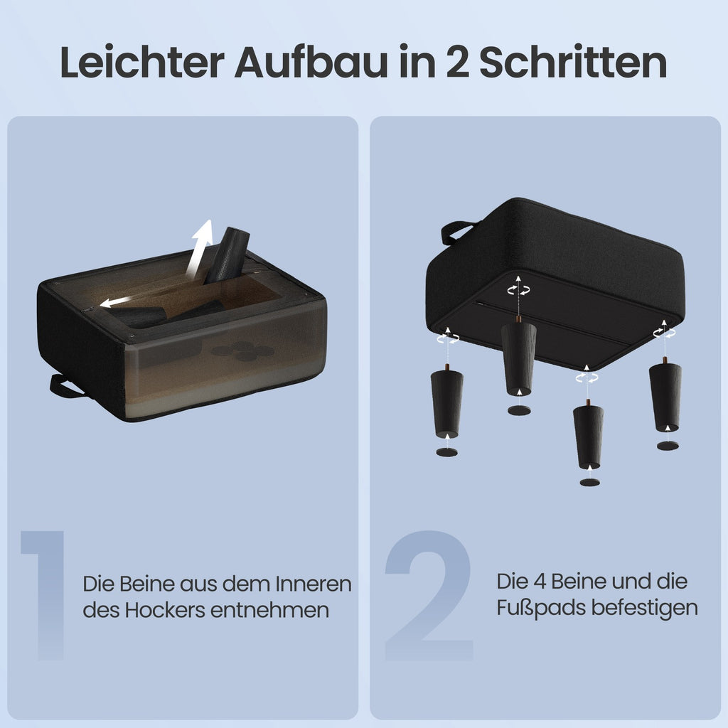Sitzhocker, Fußhocker, Leinenimitat