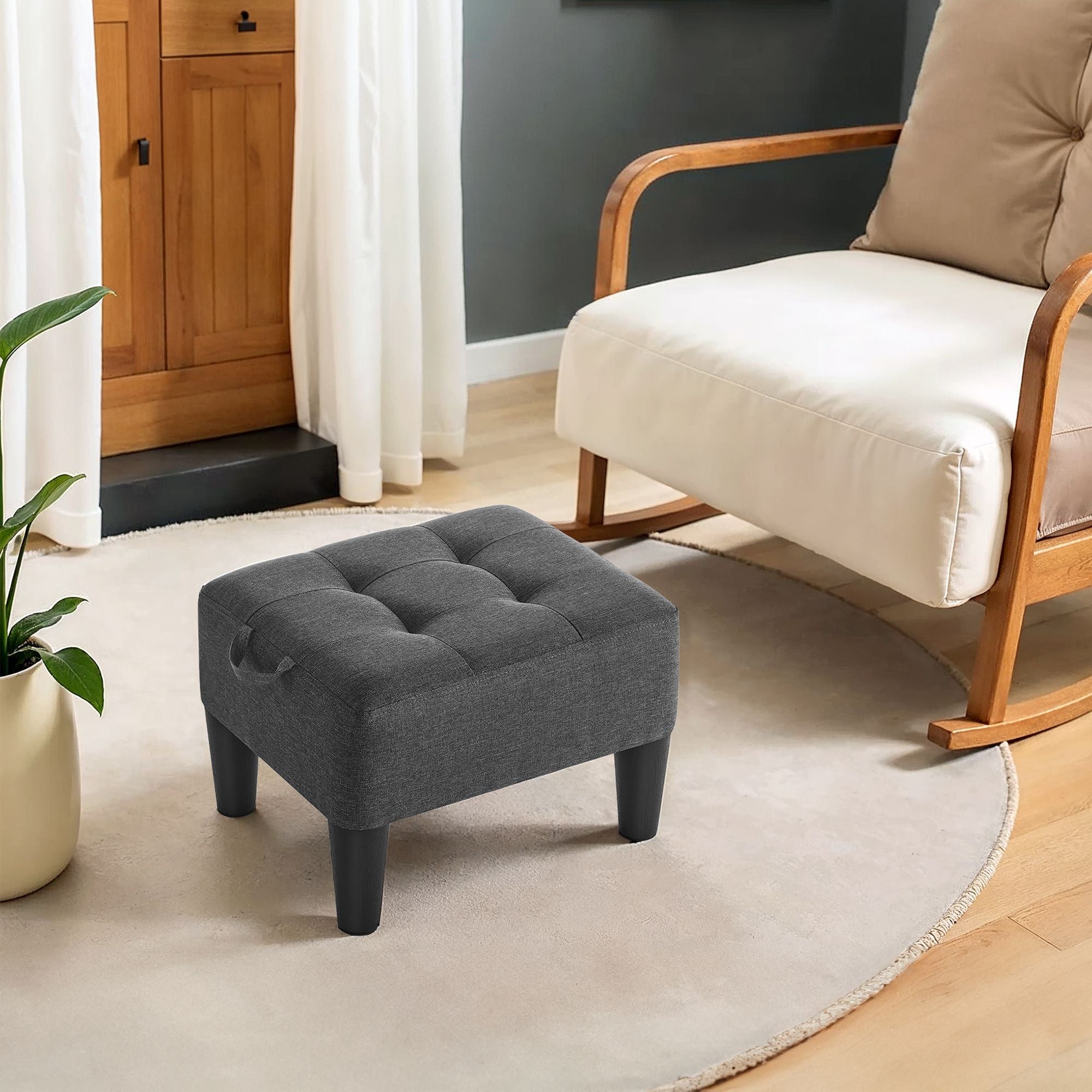 Sitzhocker, Fußhocker, Leinenimitat