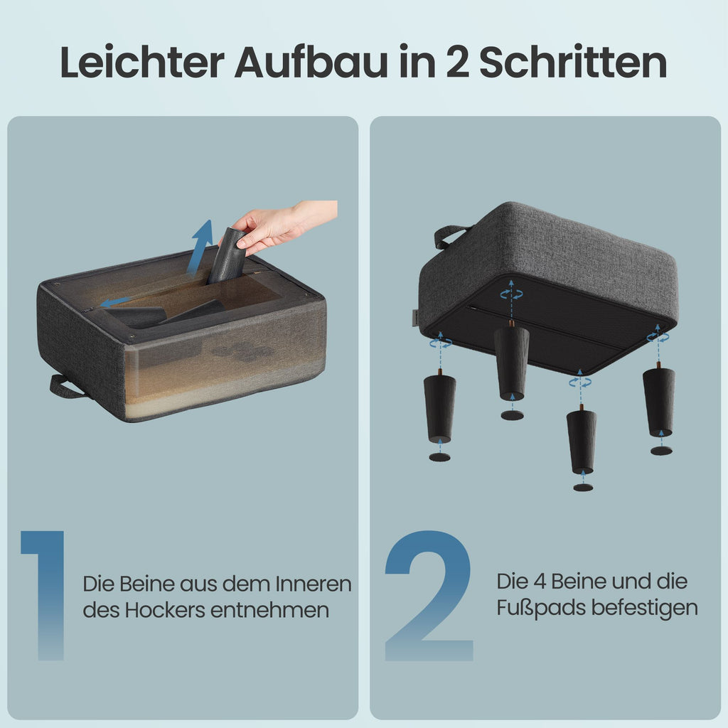 Sitzhocker, Fußhocker, Leinenimitat