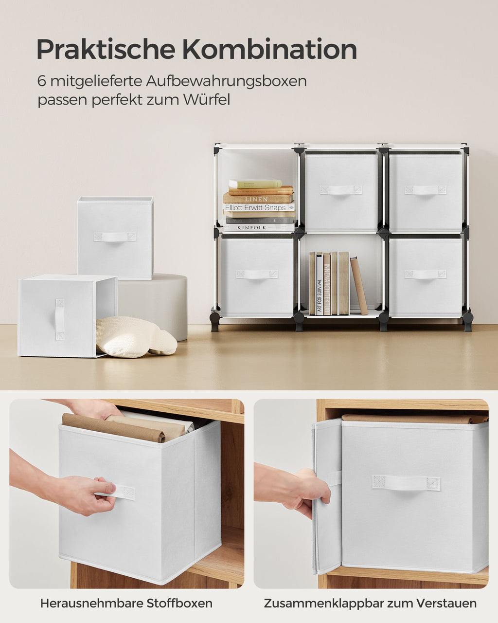 Würfelregal DIY mit 6 Boxen