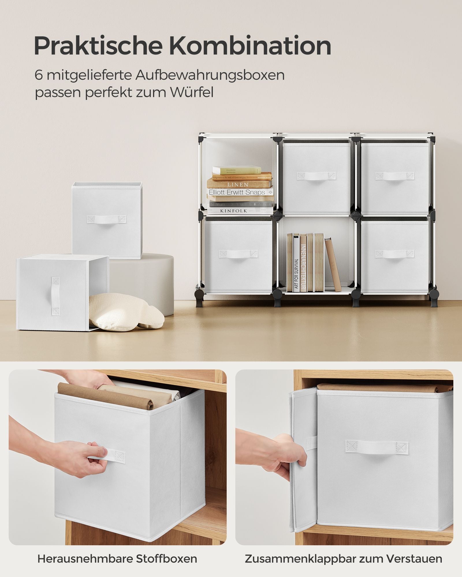 Würfelregal DIY mit 6 Boxen