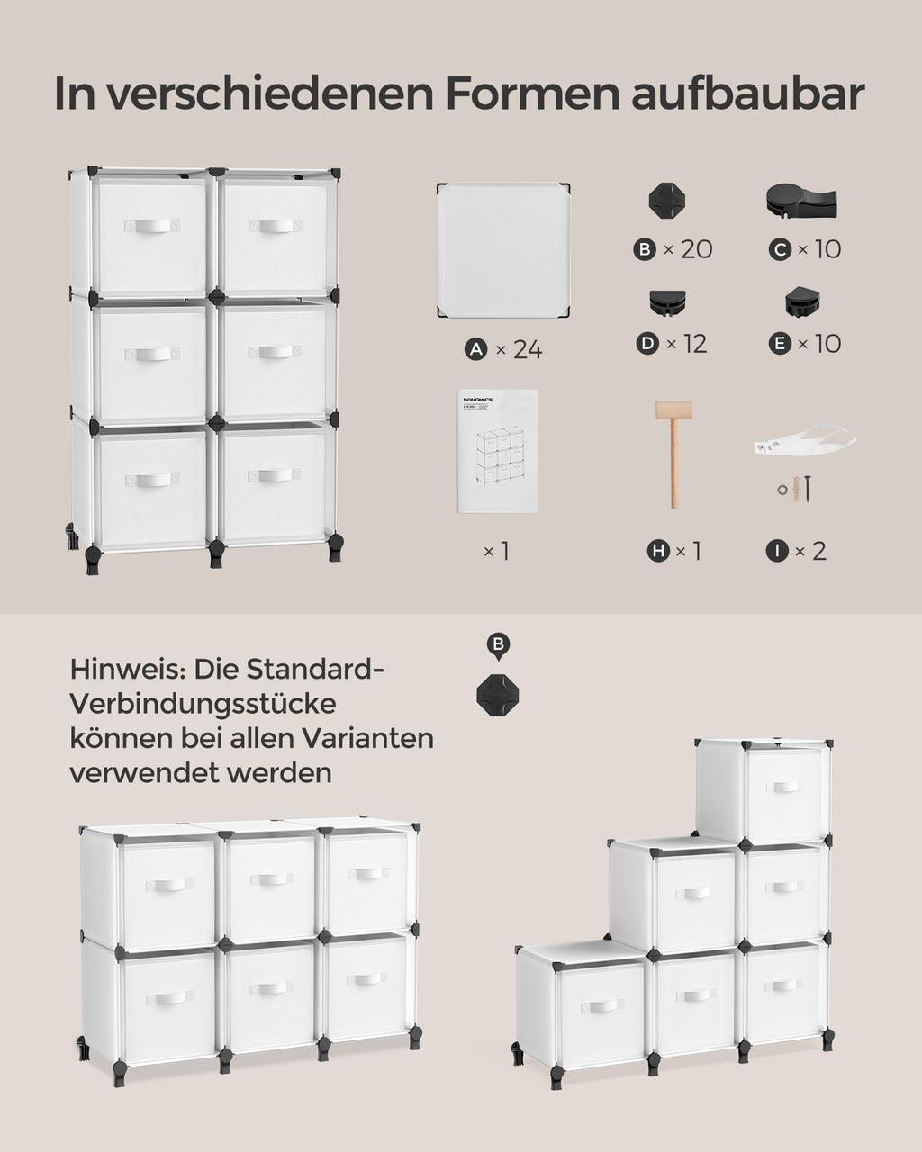 Würfelregal DIY mit 6 Boxen