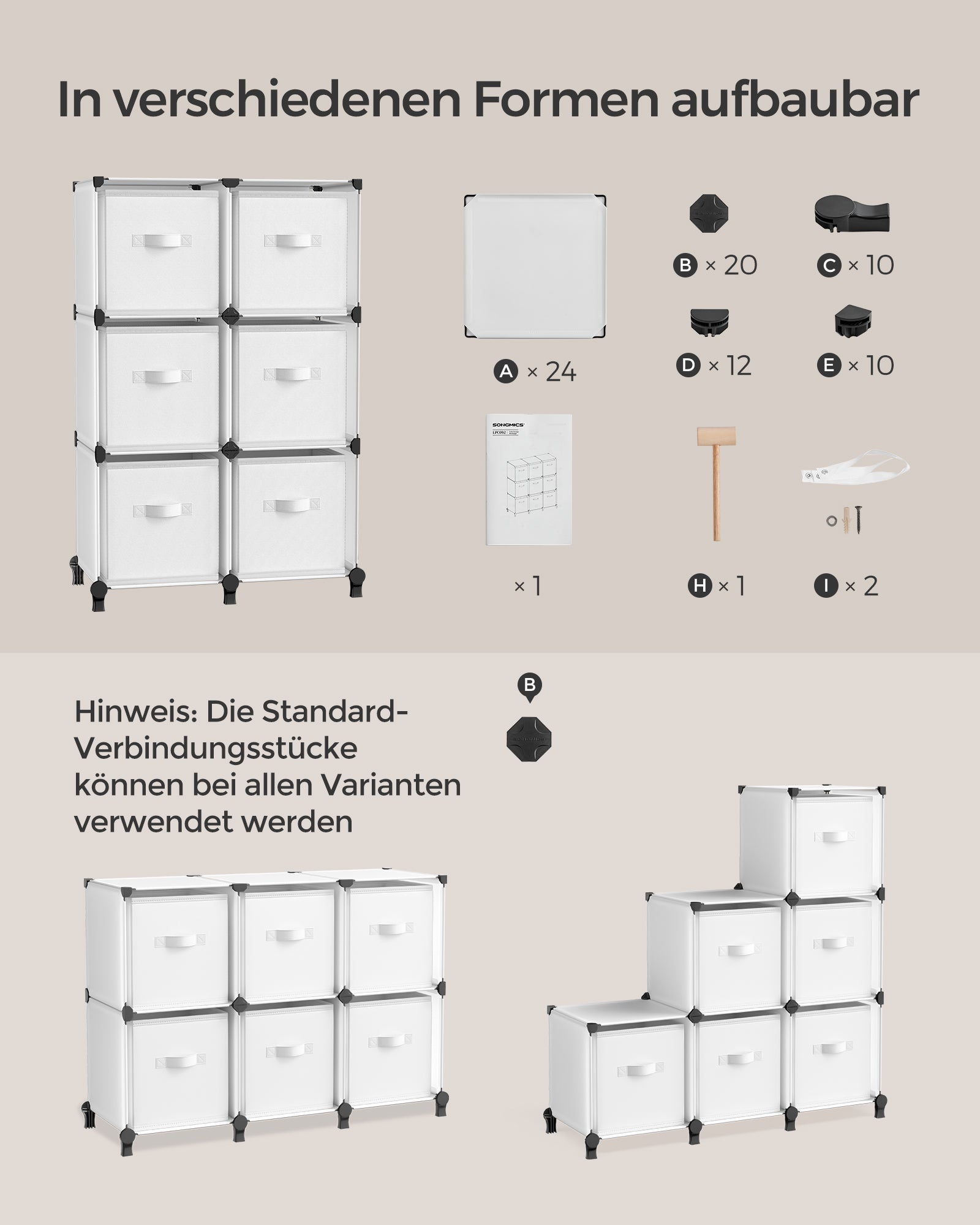 Würfelregal DIY mit 6 Boxen