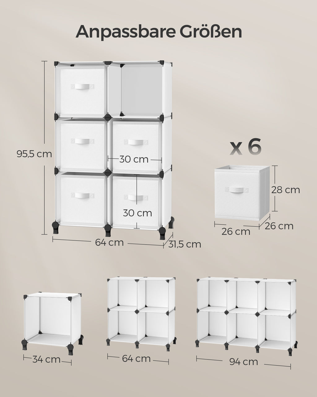Würfelregal DIY mit 6 Boxen