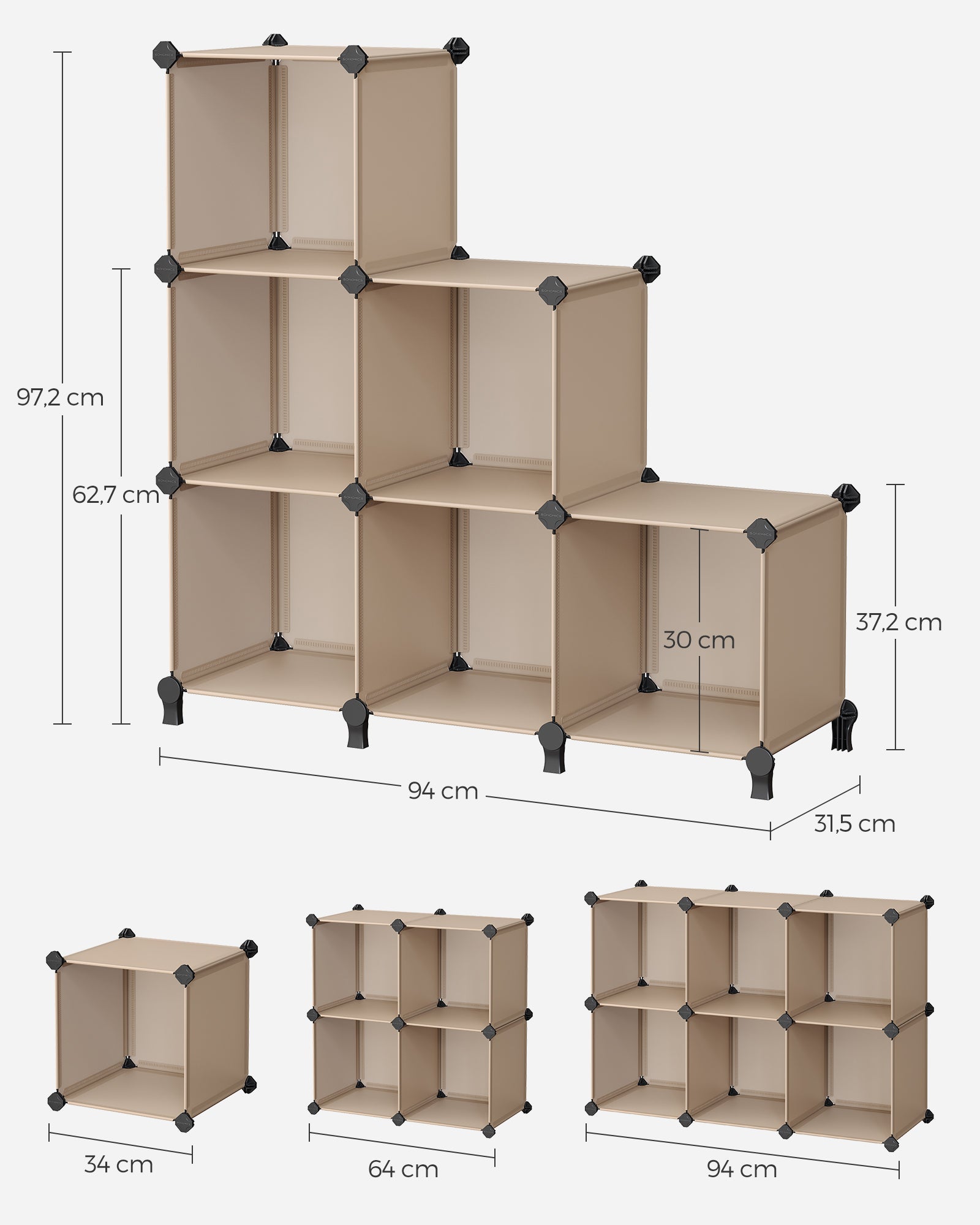Steckregal 6 Fächer DIY-Würfelregal kamelbraun