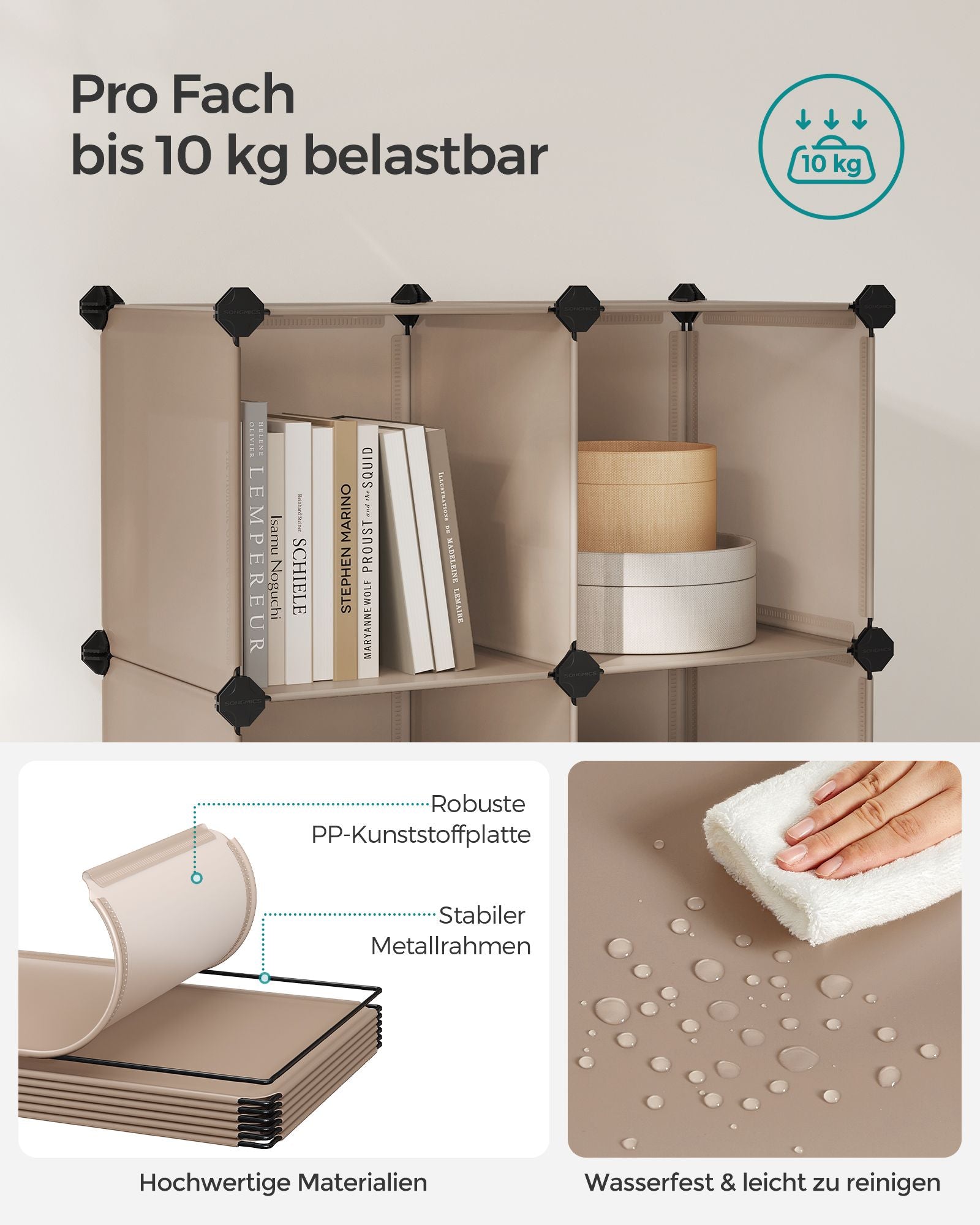 Steckregal 6 Fächer DIY-Würfelregal kamelbraun
