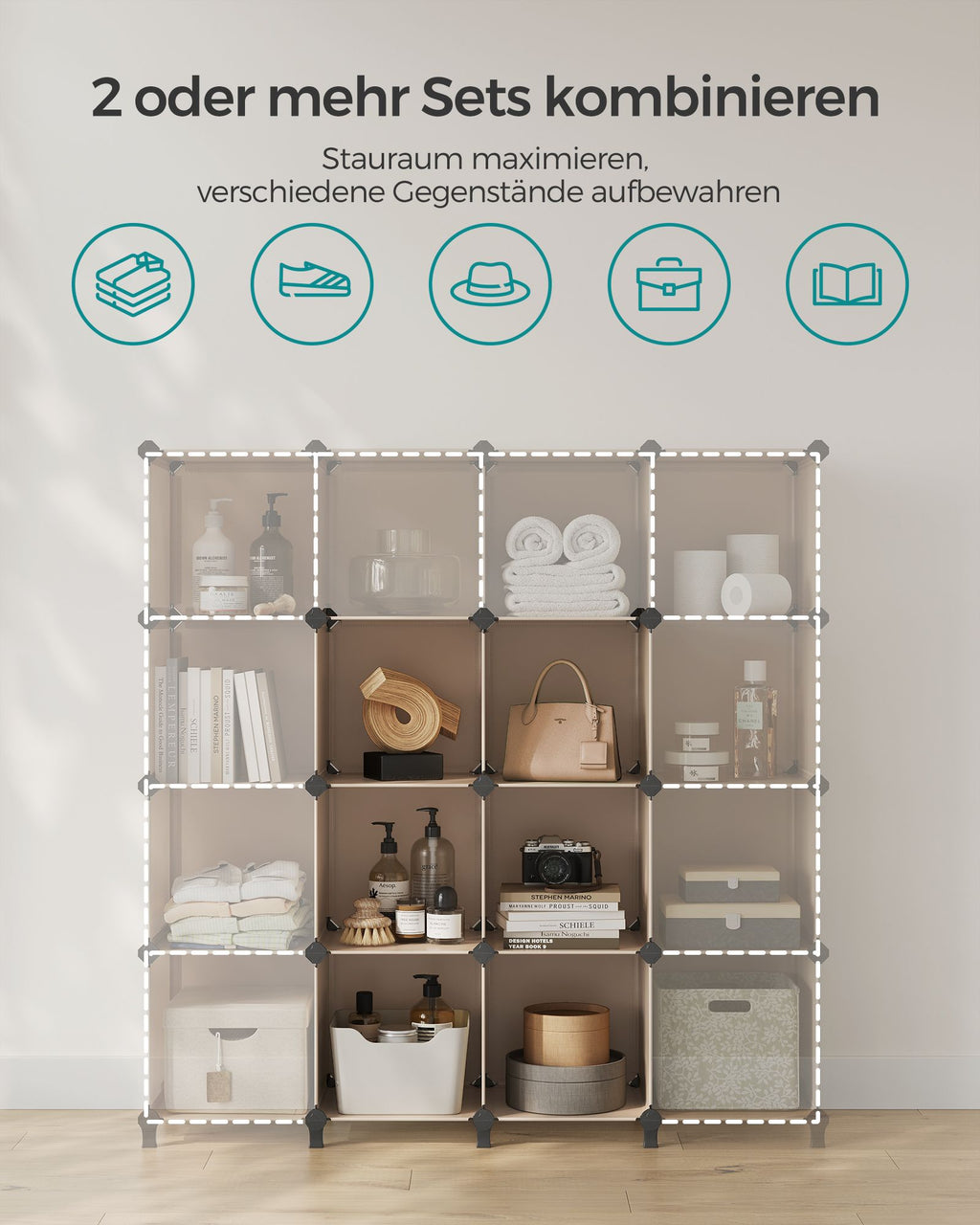 Steckregal 6 Fächer DIY-Würfelregal kamelbraun