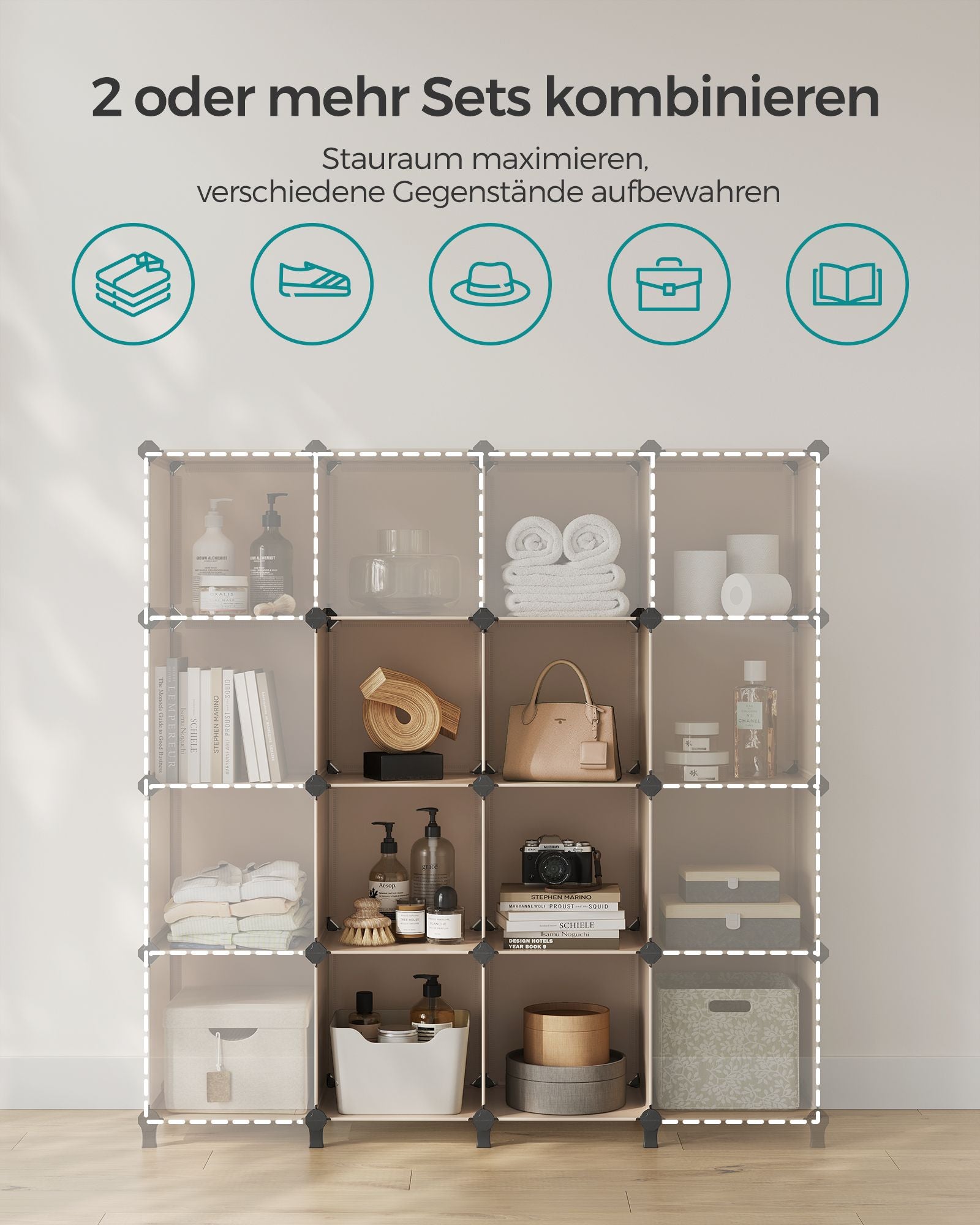 Steckregal 6 Fächer DIY-Würfelregal kamelbraun