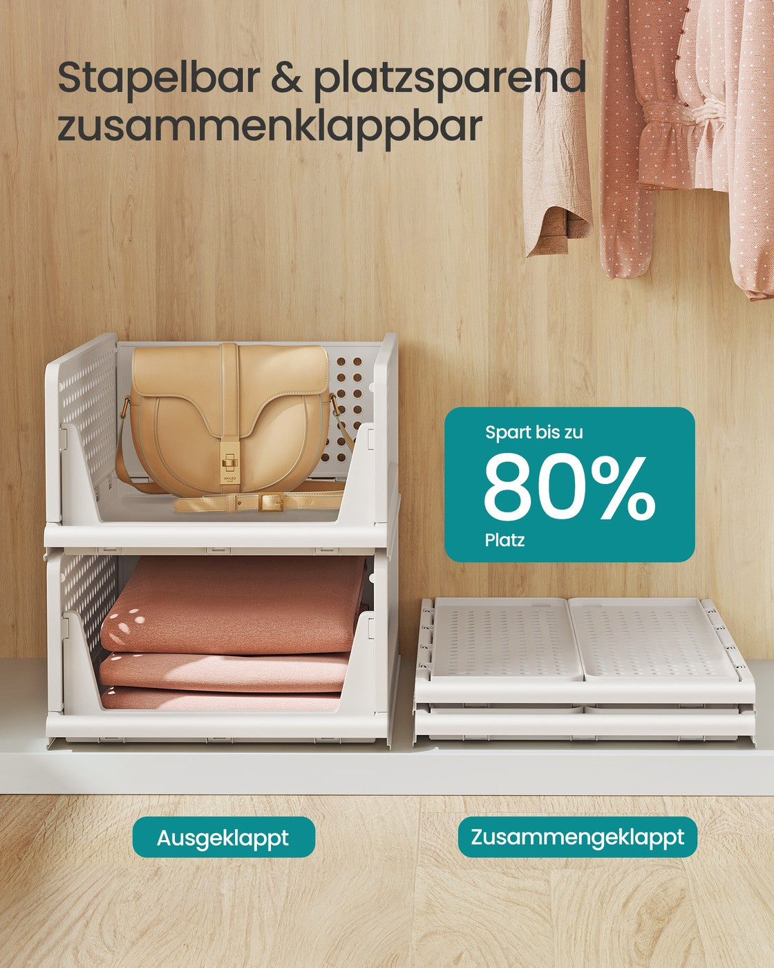 Stapelbare Schrank Organizer weiß