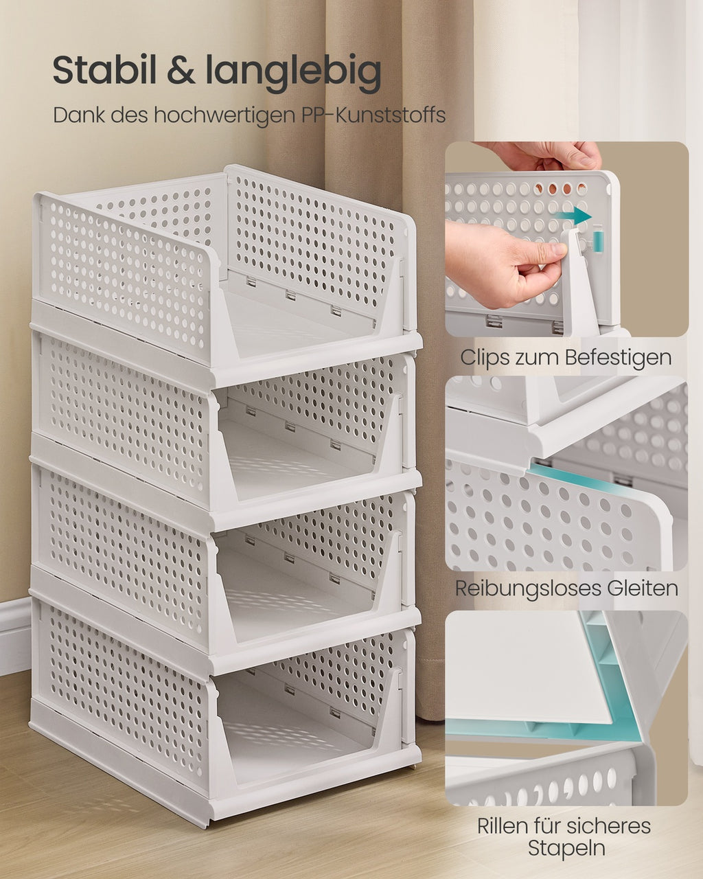 Stapelbare Schrank Organizer weiß