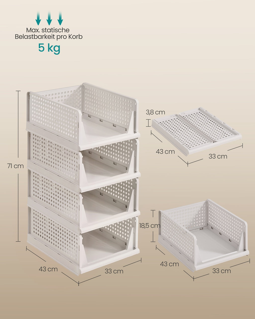 Stapelbare Schrank Organizer weiß