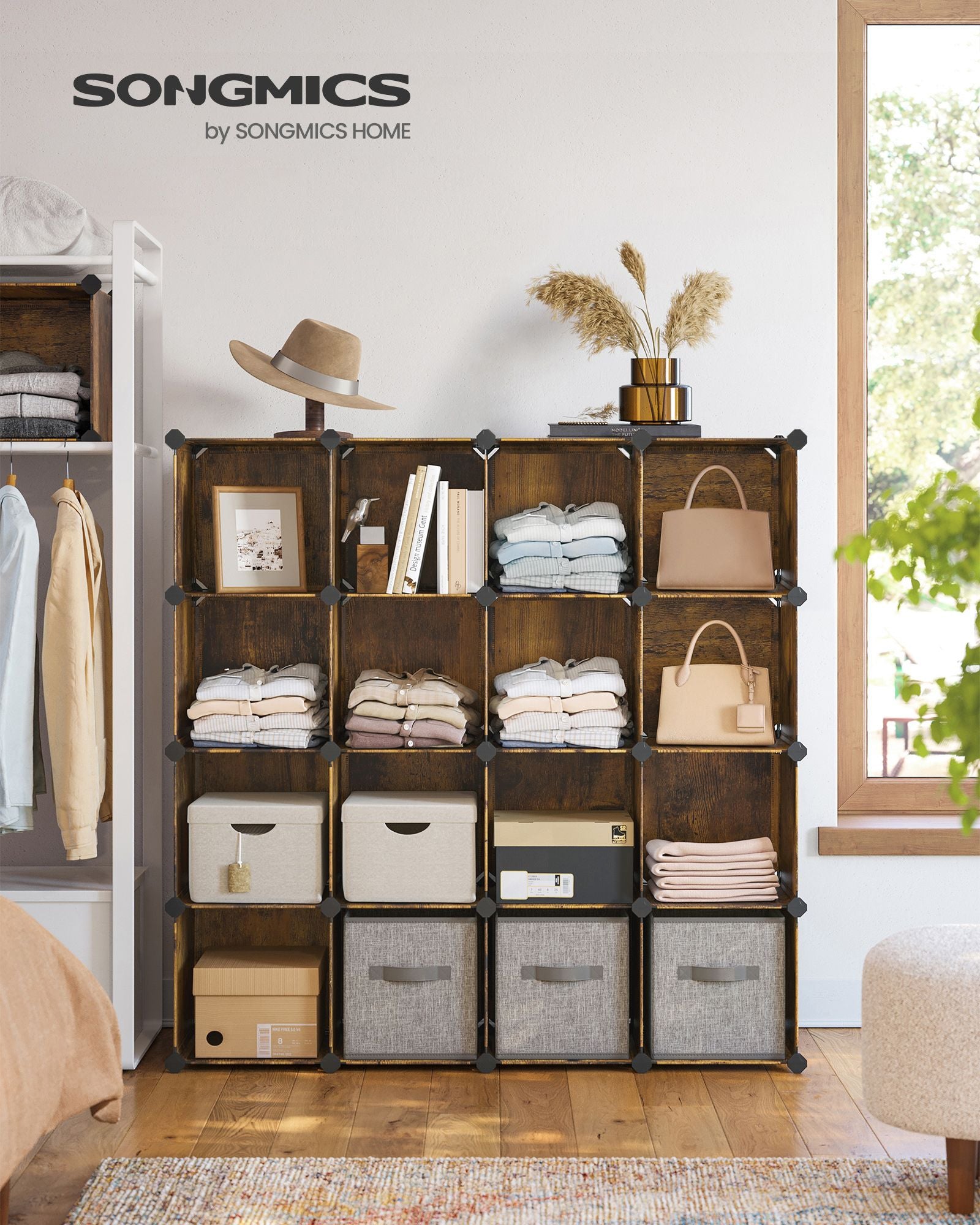Schuhregal stapelbar für Schlafzimmer vintagebraun
