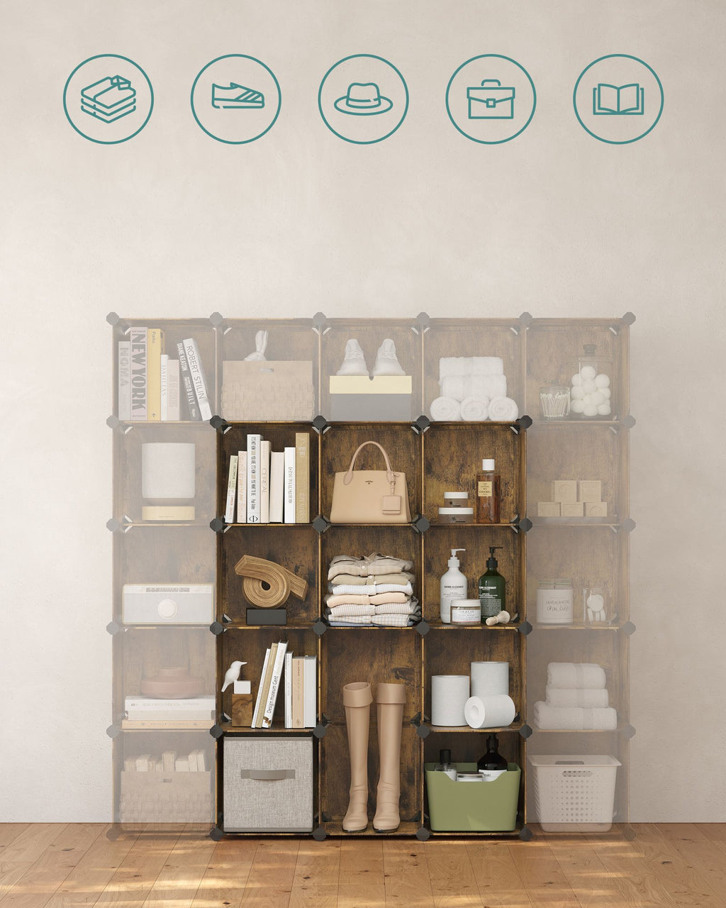 Schuhregal stapelbar für Schlafzimmer vintagebraun