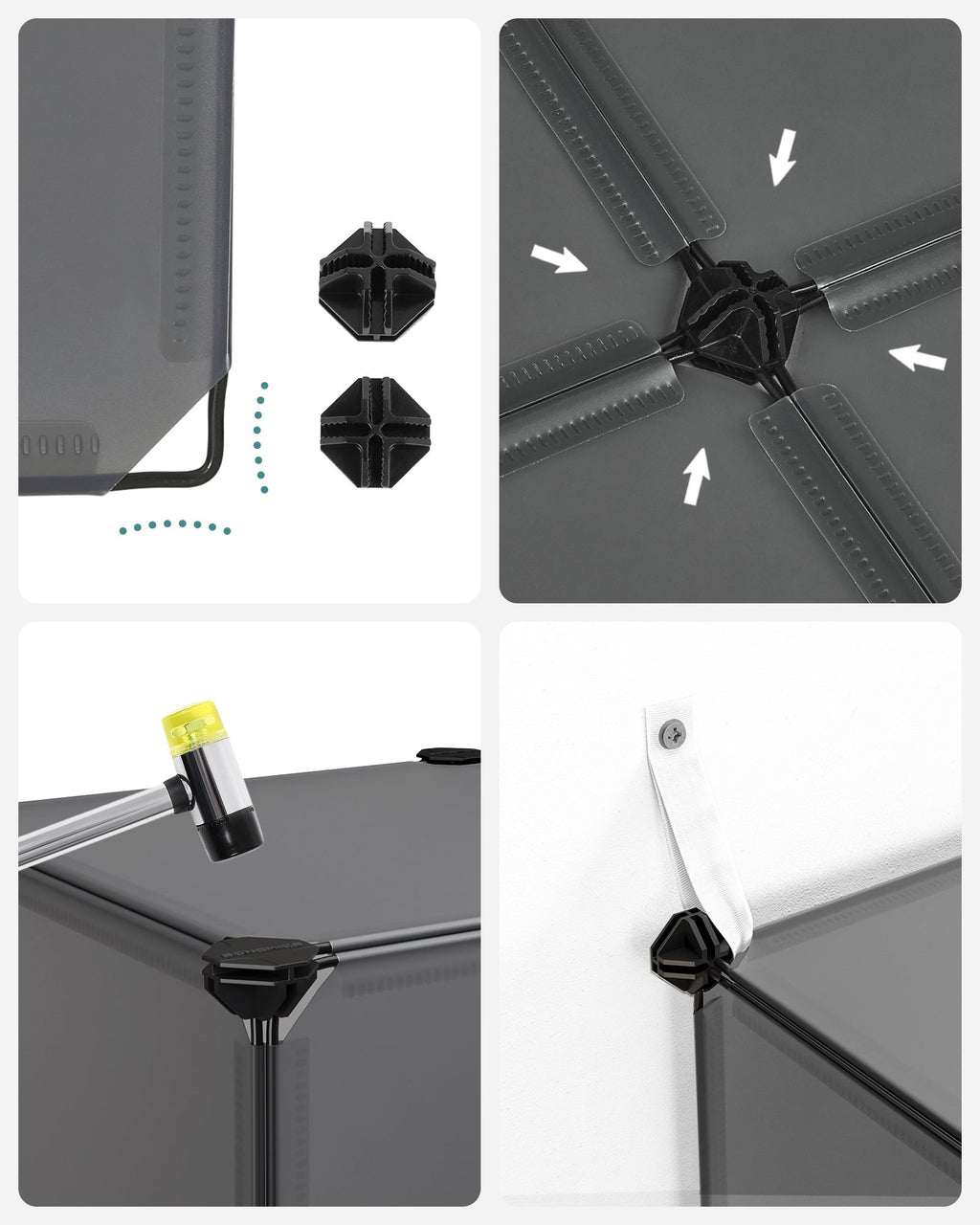 DIY Schuhregal aus 16 Würfeln 31 x 123 x 123 cm