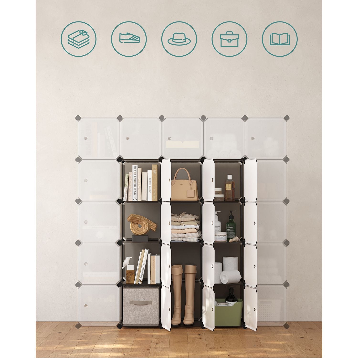 Regalsystem Set aus 16 Würfeln
