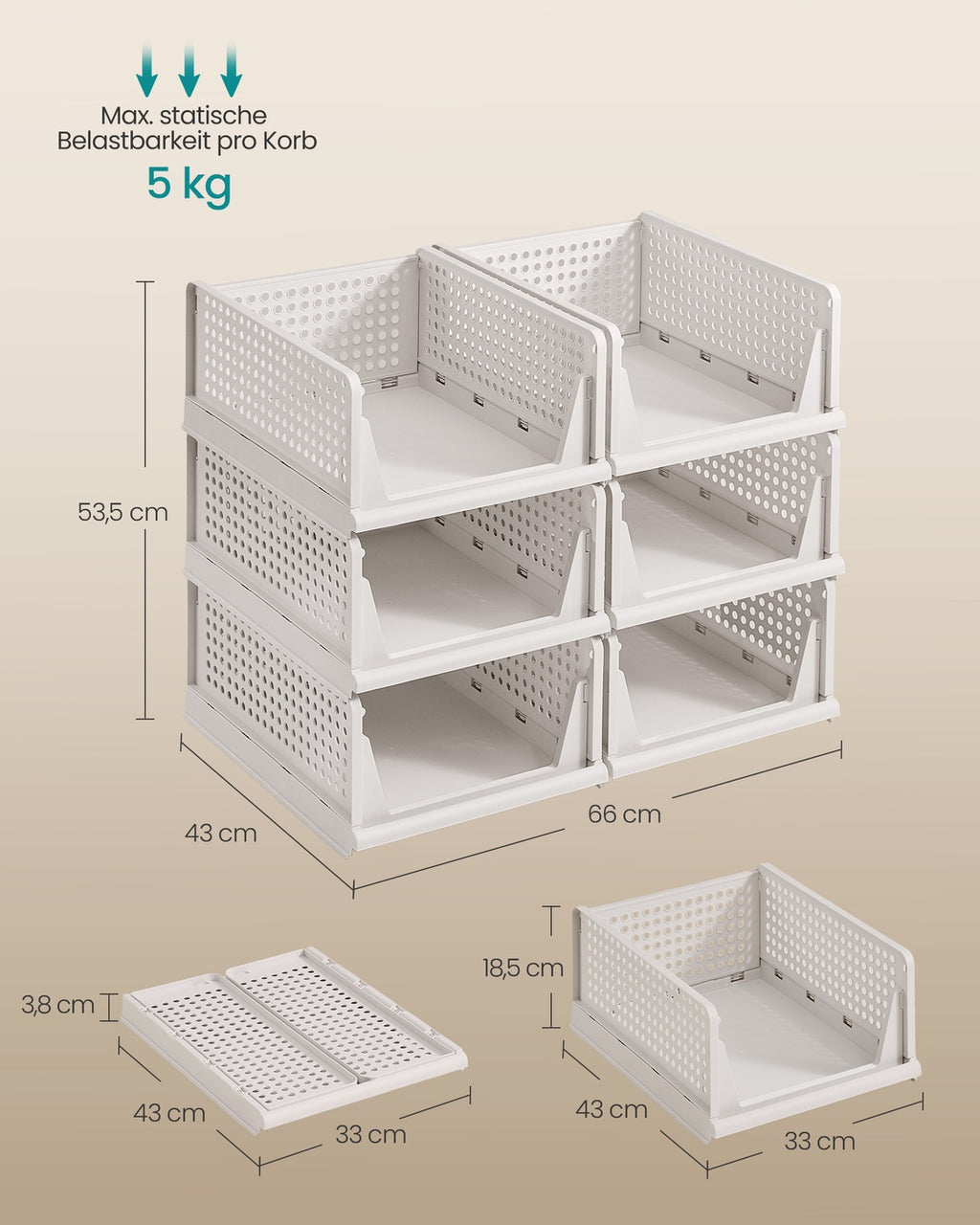 6er Set Stapelbare Schrank Organizer