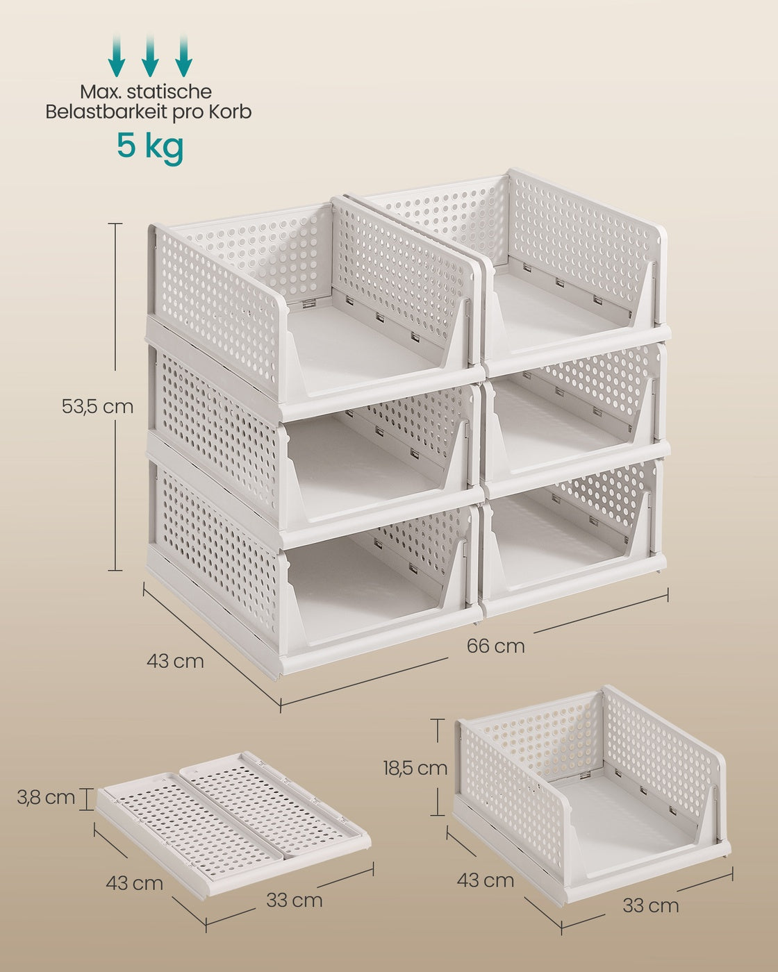 6er Set Stapelbare Schrank Organizer