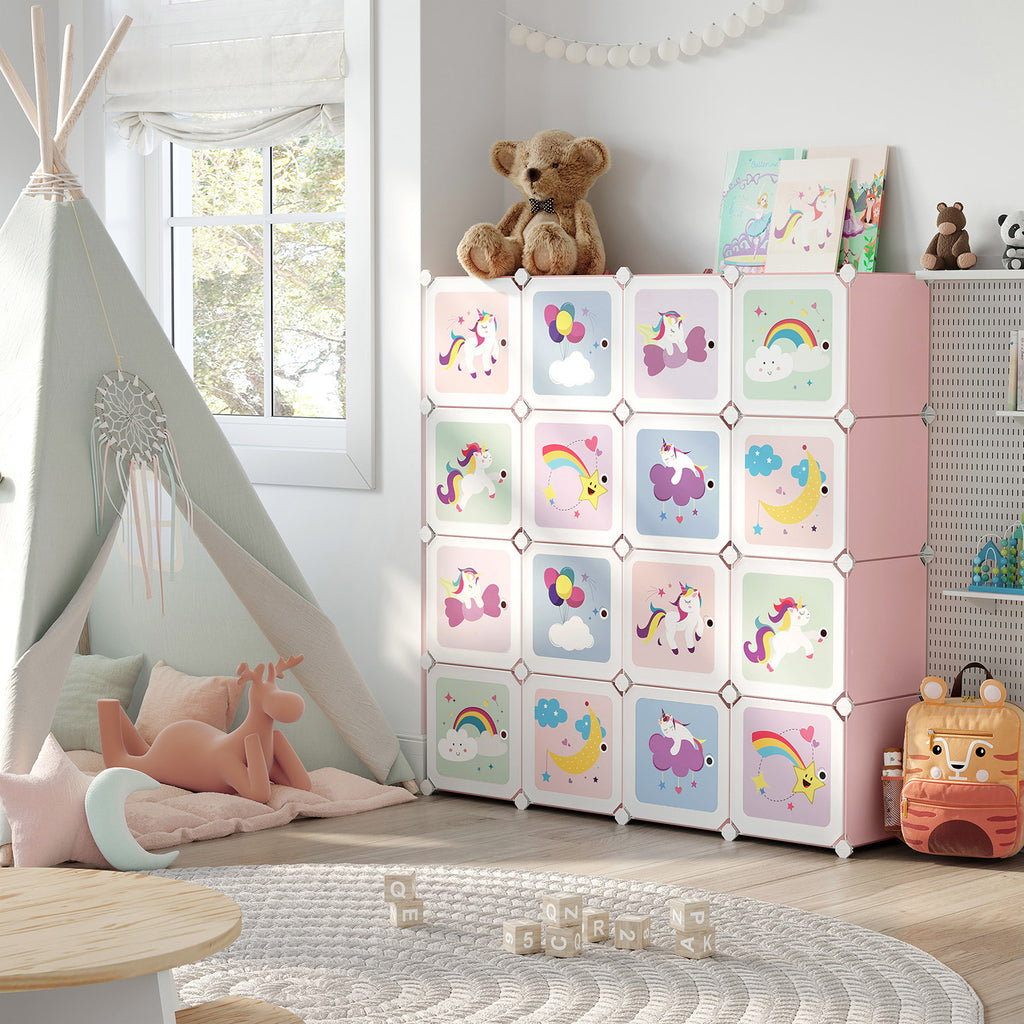 Regalsystem für Kinder Set aus 16 Würfeln