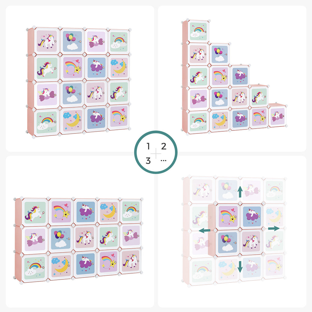 Regalsystem für Kinder Set aus 16 Würfeln