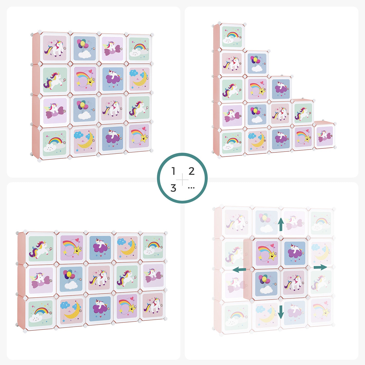 Regalsystem für Kinder Set aus 16 Würfeln