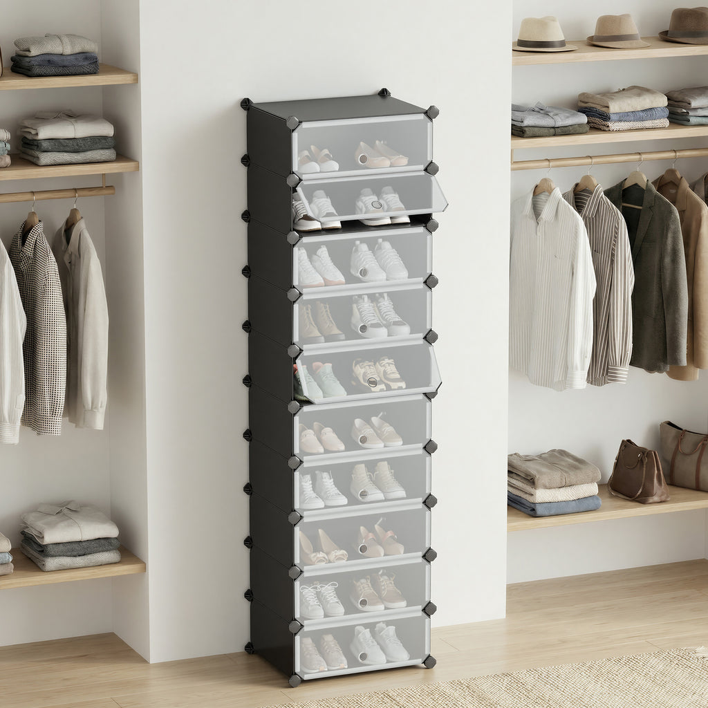 Schuhregal mit 10 Ebenen, Steckregal, Regalsystem
