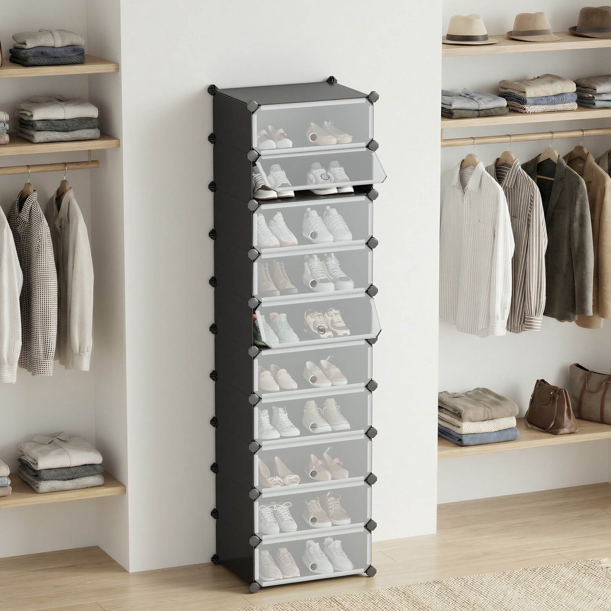 Schuhregal mit 10 Ebenen, Steckregal, Regalsystem