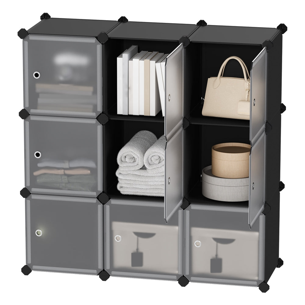 Schuhregal, Regalsystem mit 9 Würfeln, Kleiderschrank aus Kunststoff