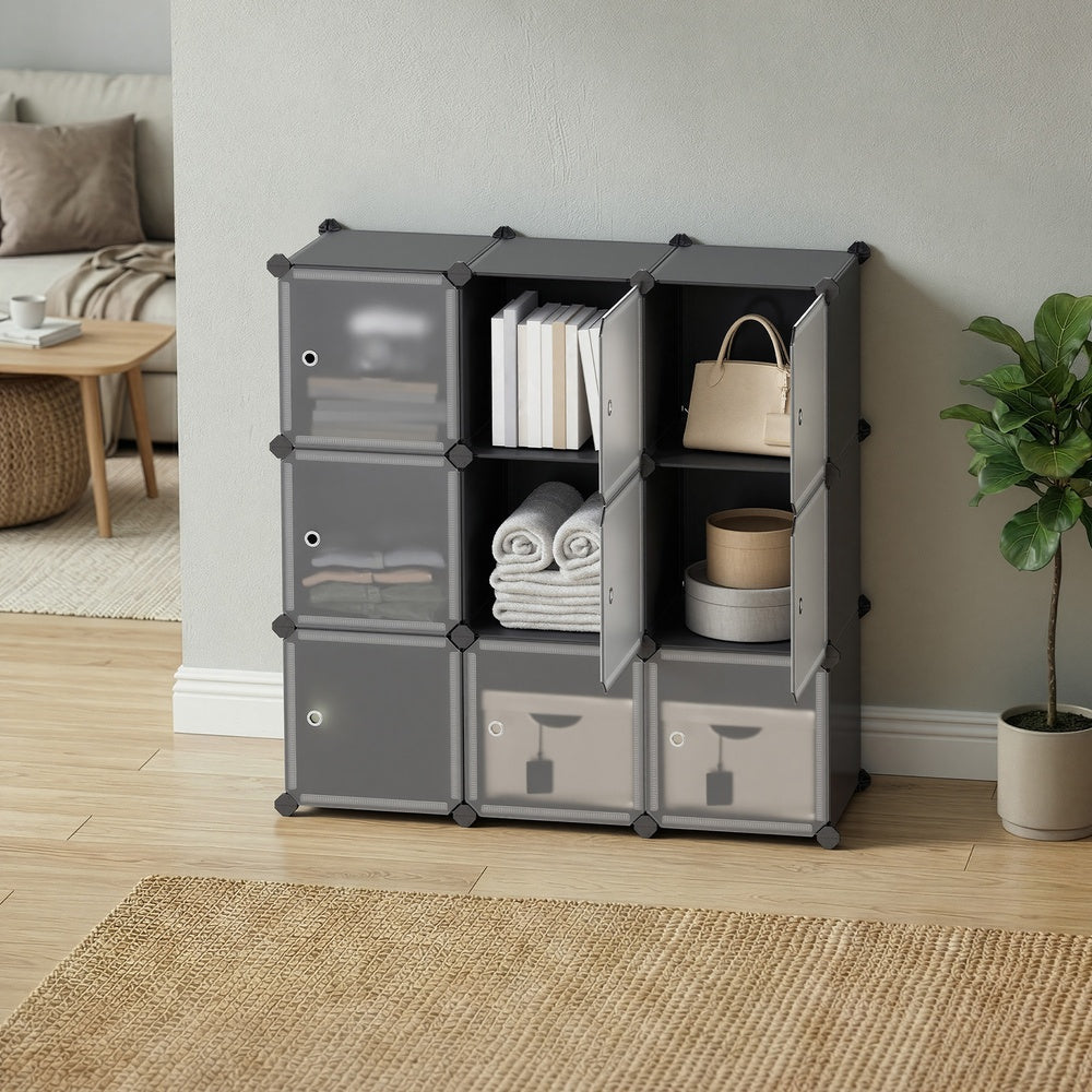Schuhregal, Regalsystem mit 9 Würfeln, Kleiderschrank aus Kunststoff