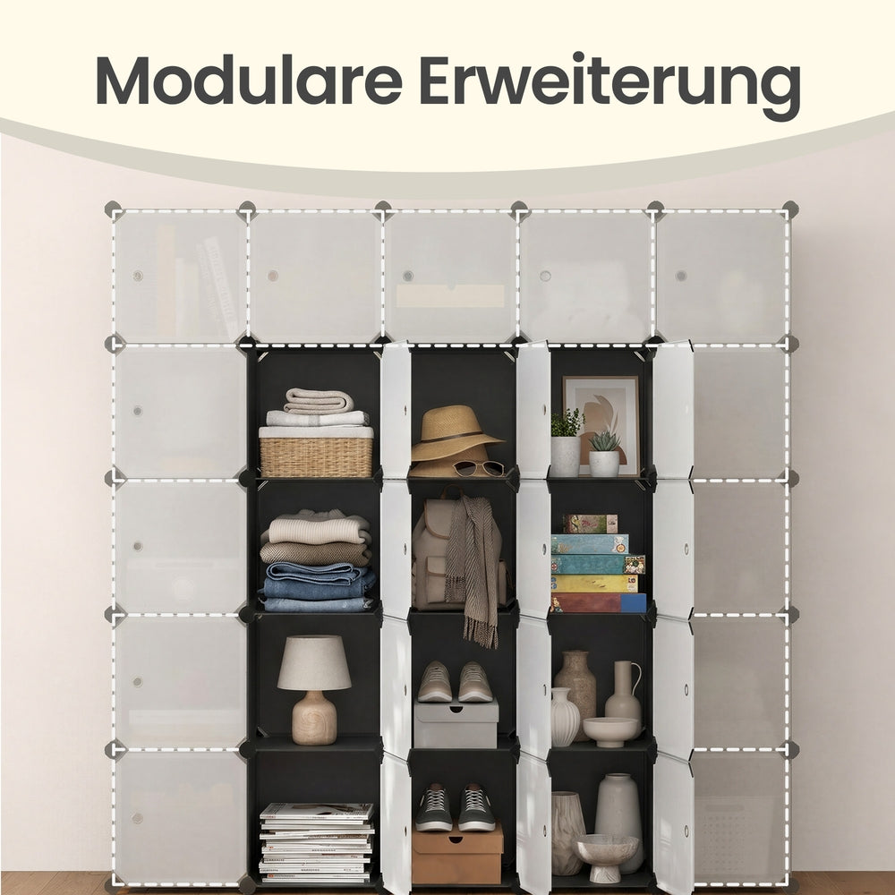 Schuhregal, Regalsystem mit 9 Würfeln, Kleiderschrank aus Kunststoff