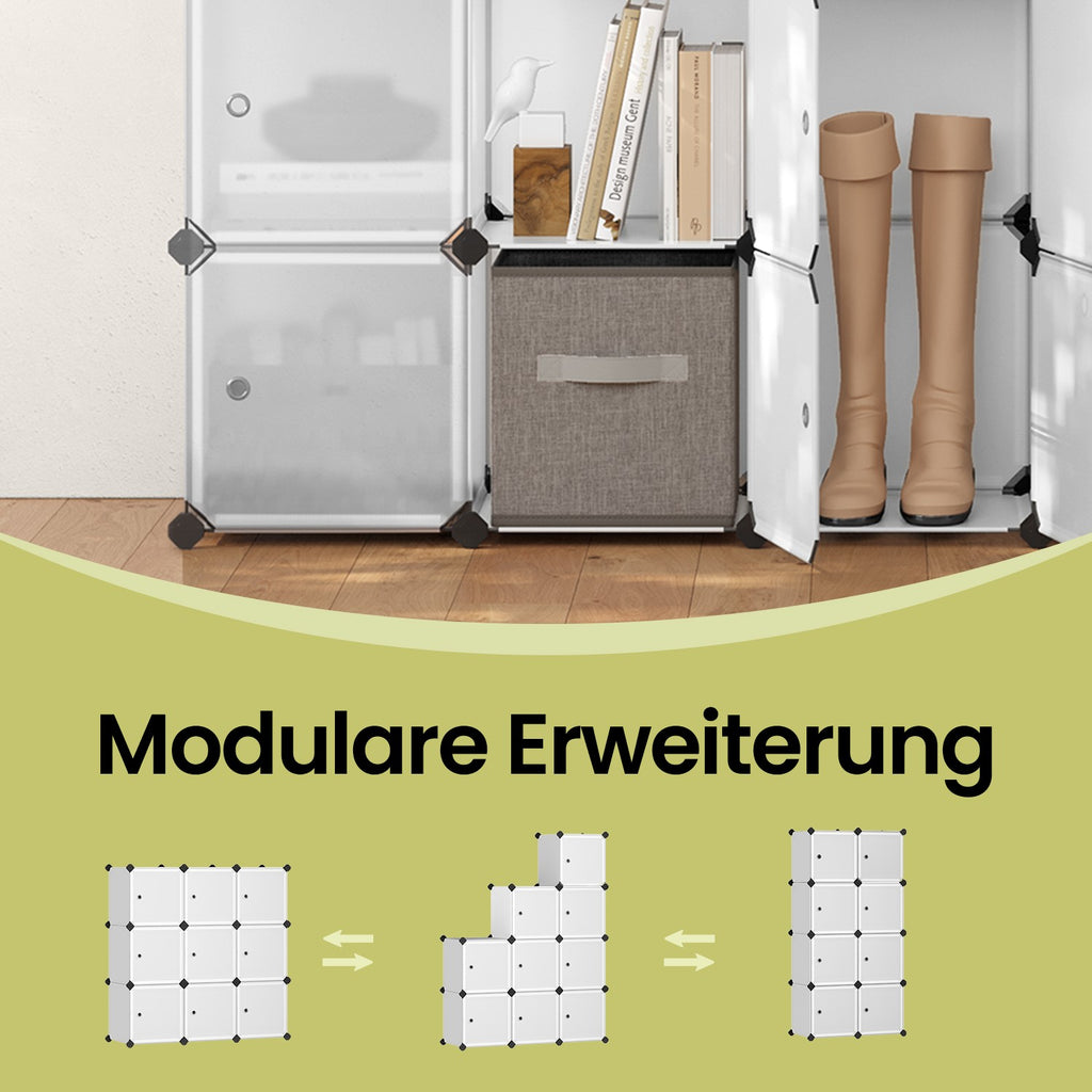 Schuhregal, Regalsystem mit 9 Würfeln, Kleiderschrank aus Kunststoff
