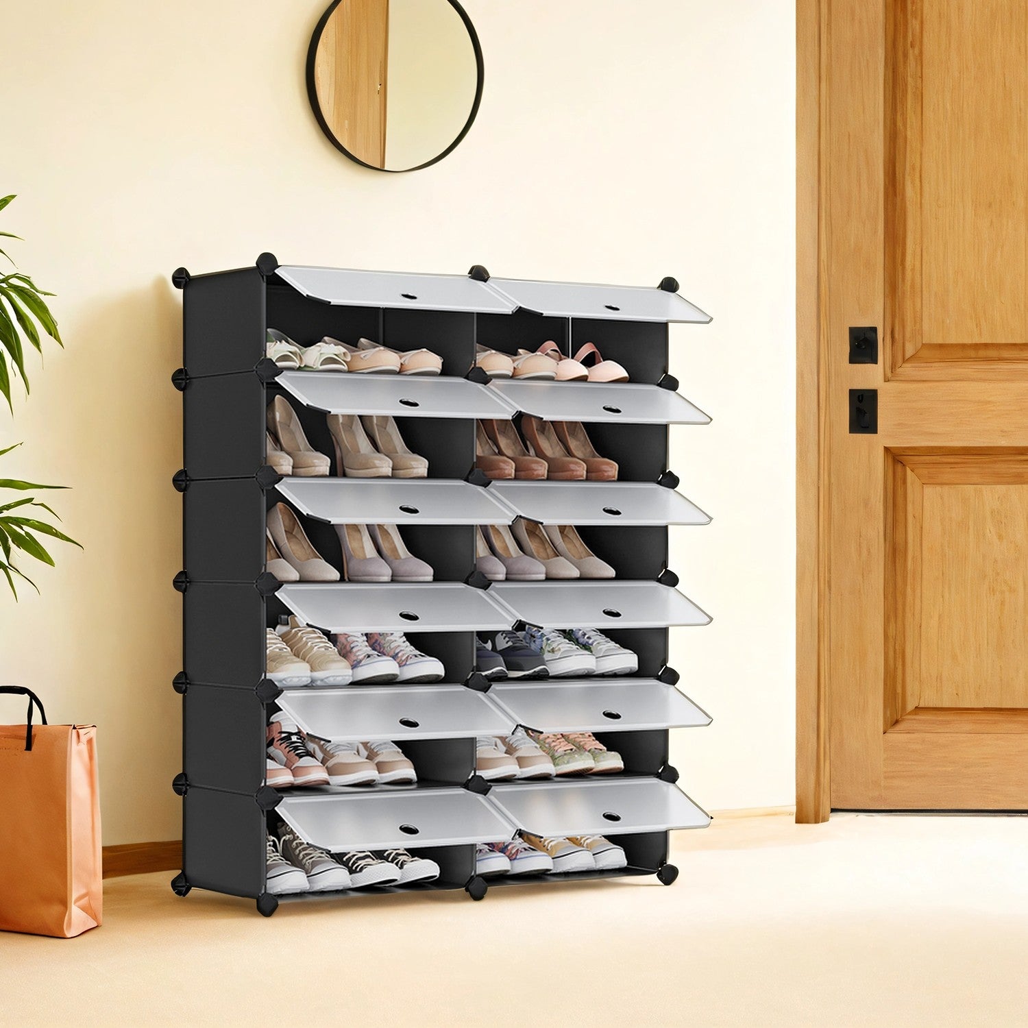 Schuhregal aus Kunststoff, Regalsystem, Steckregal