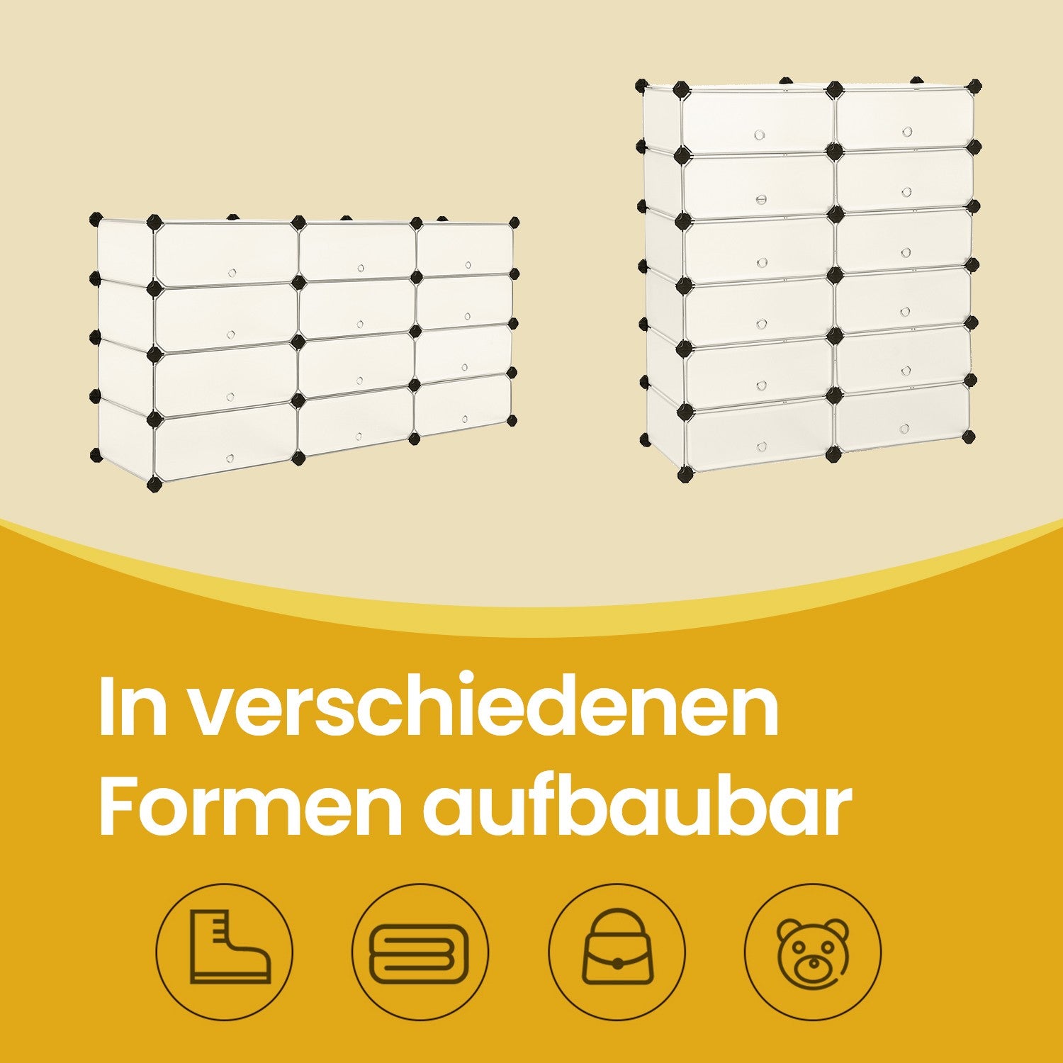 Schuhregal aus Kunststoff, Regalsystem, Steckregal