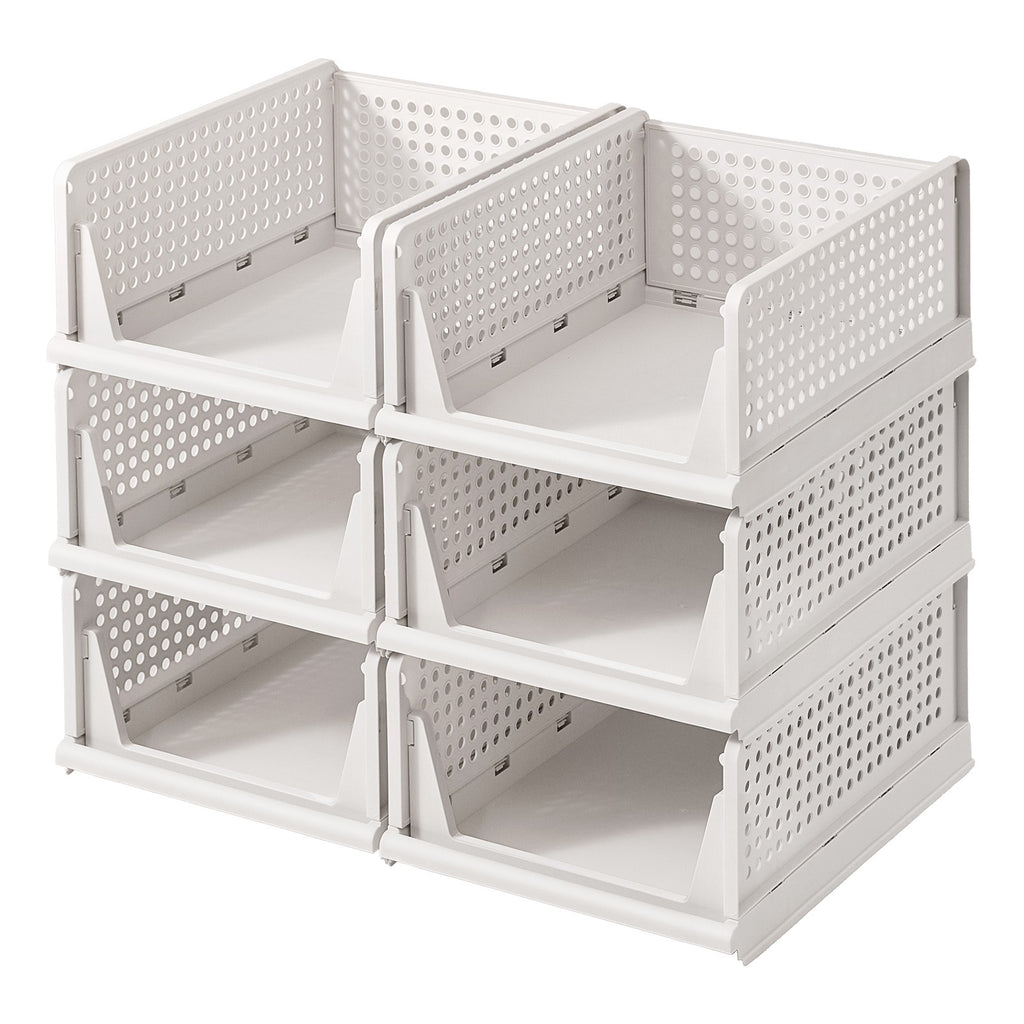 Schrank-Organizer klappbar, Kleiderschrank-Organizer stapelbar, ausziehbarer Korb 6er Set