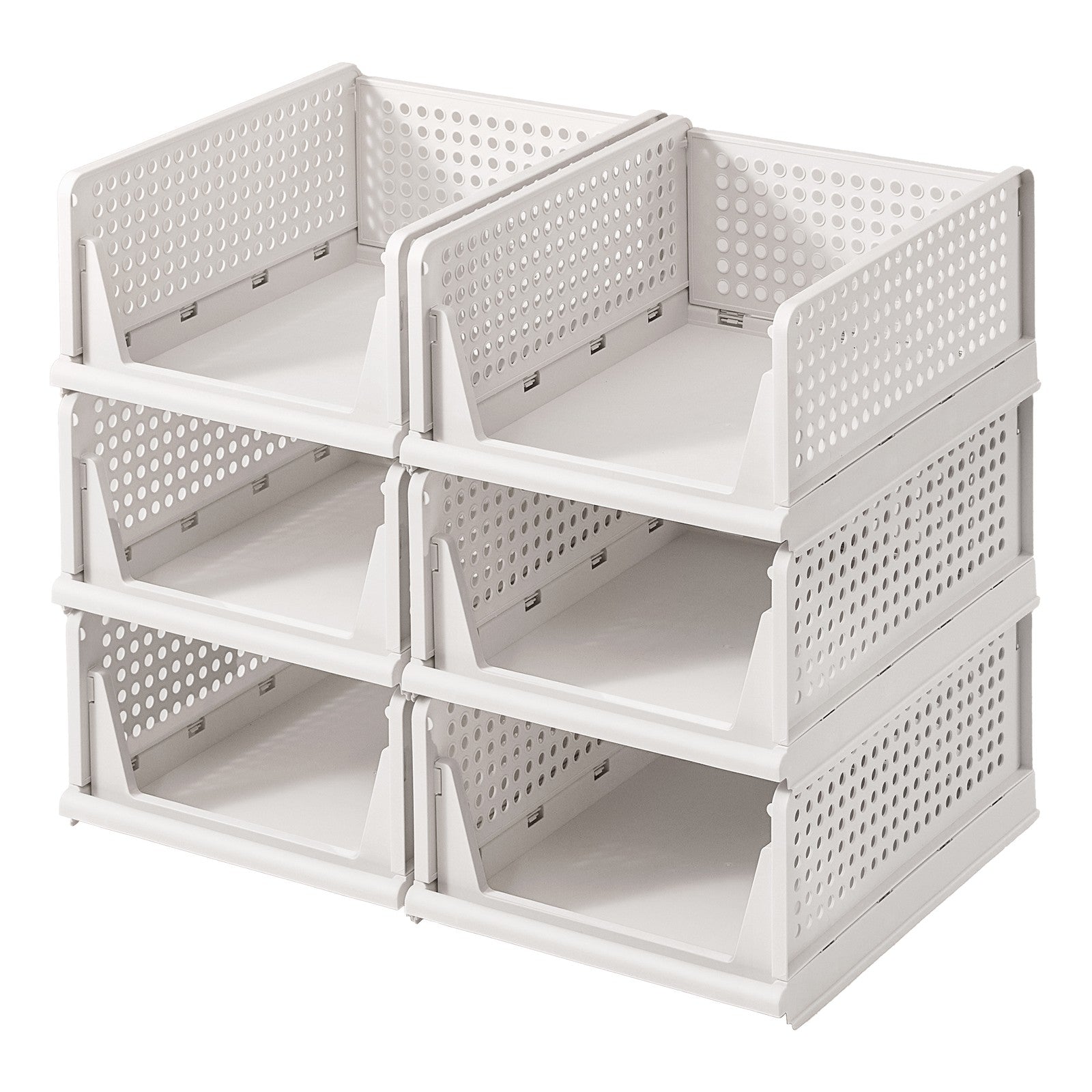 Schrank-Organizer klappbar, Kleiderschrank-Organizer stapelbar, ausziehbarer Korb 6er Set