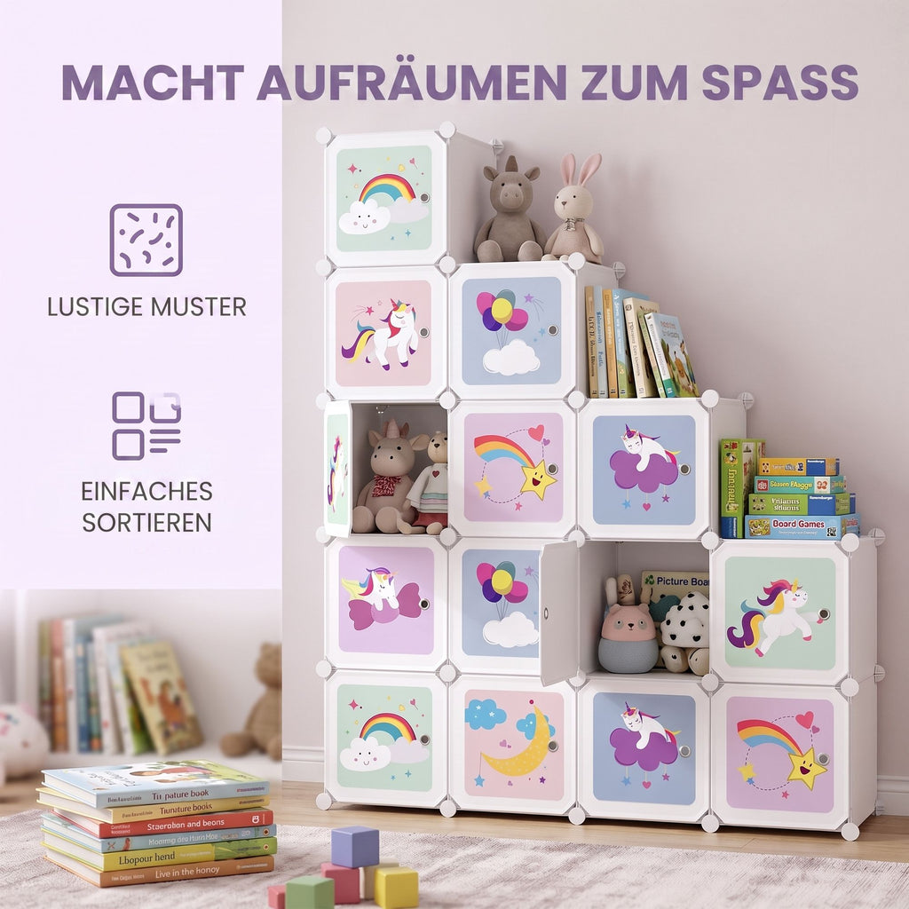 Regalsystem, Würfelregal mit 16 Würfeln, Türen