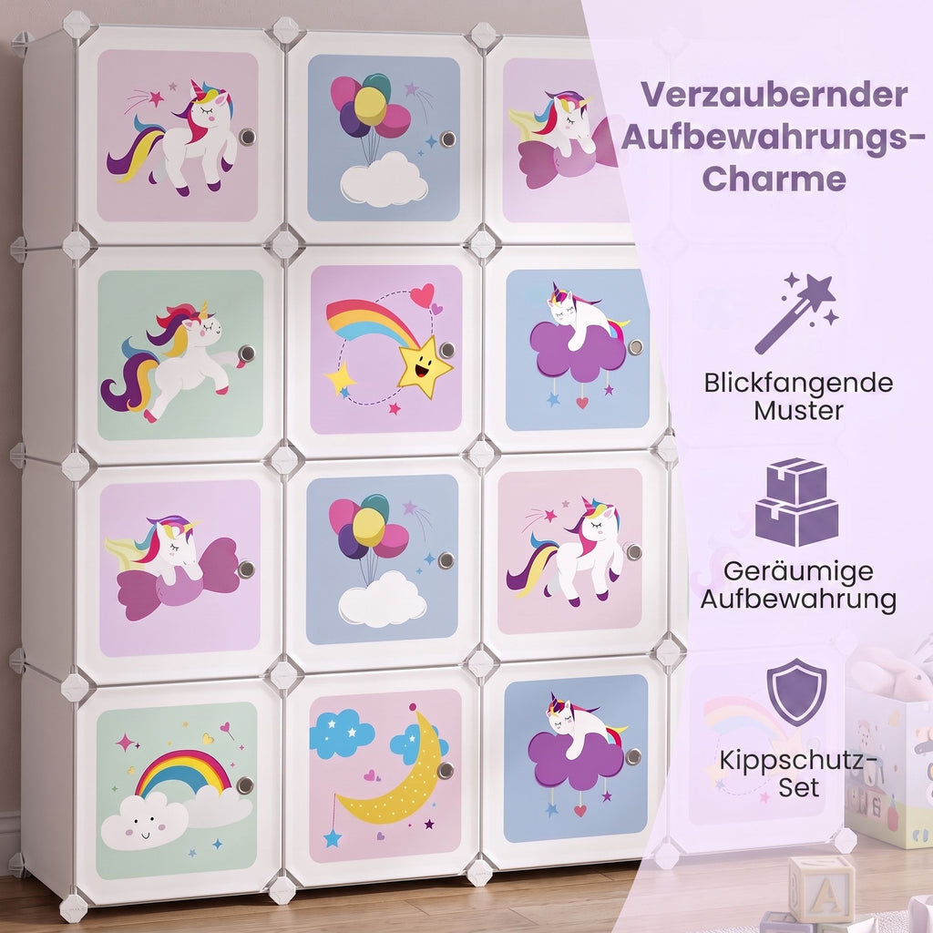 Regalsystem, Würfelregal mit 16 Würfeln, Türen