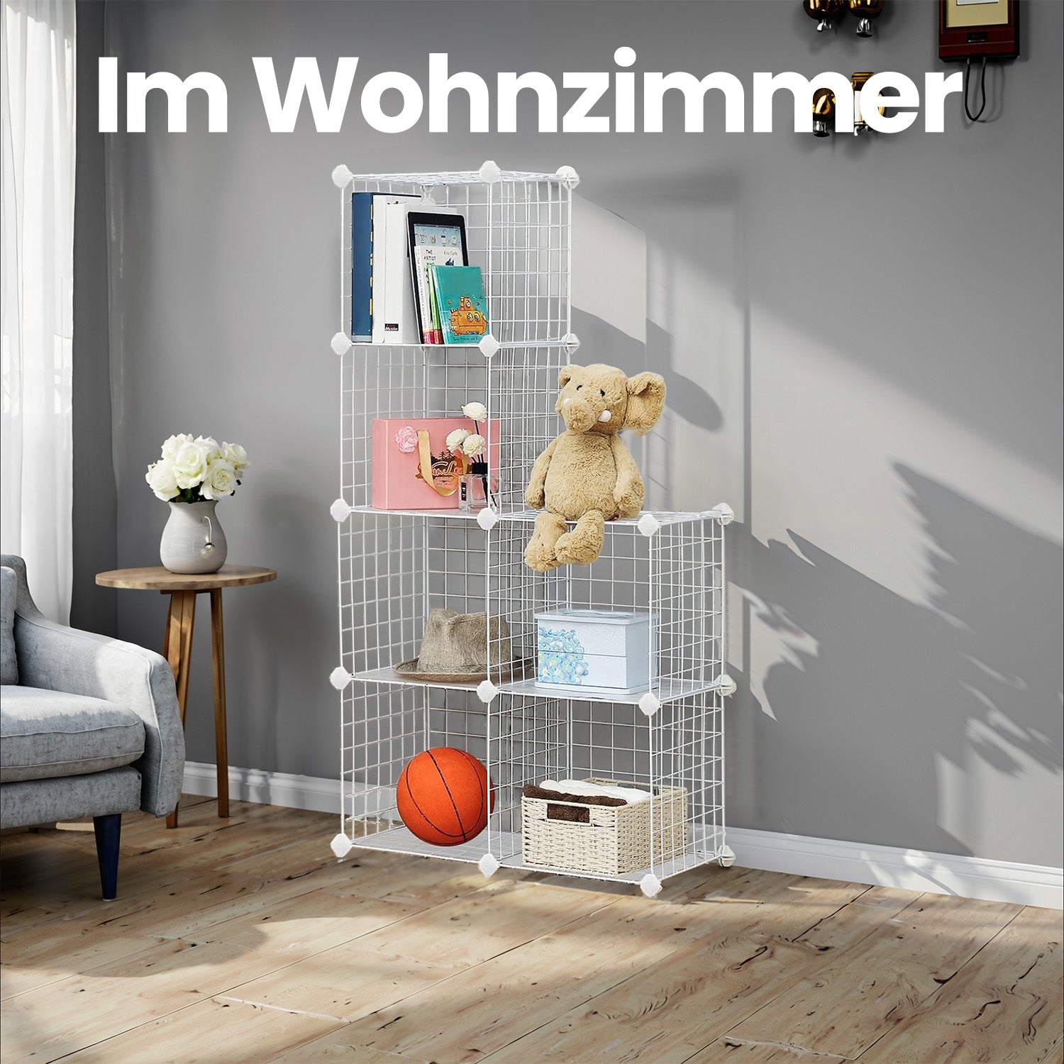 Steckregal 6 Gitterwürfel Weiß