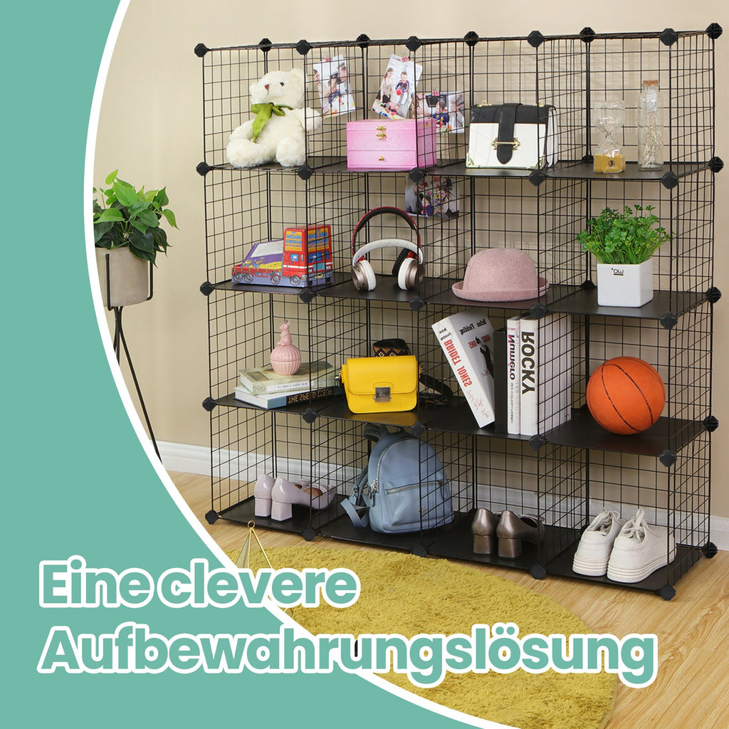 Steckregal 16 Gitterwürfel Schwarz