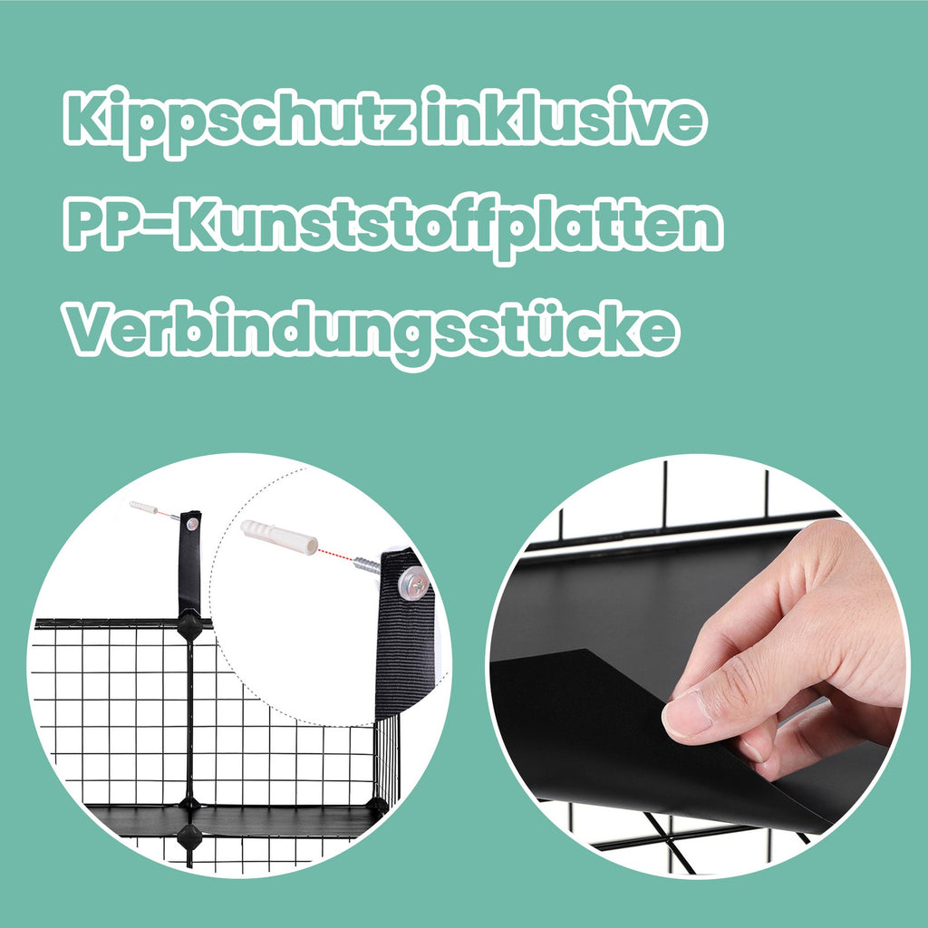 Steckregal 16 Gitterwürfel Schwarz