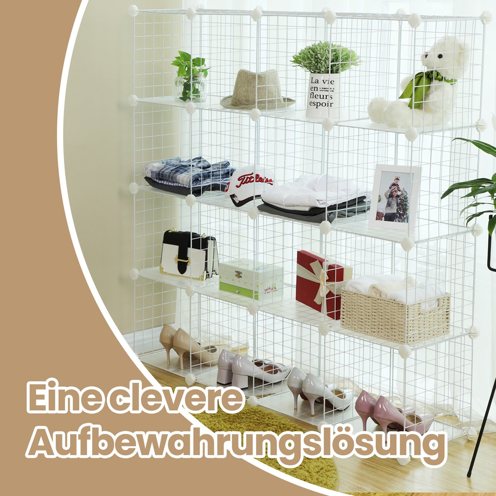 Steckregalsystem mit 16 Gitterwürfeln
