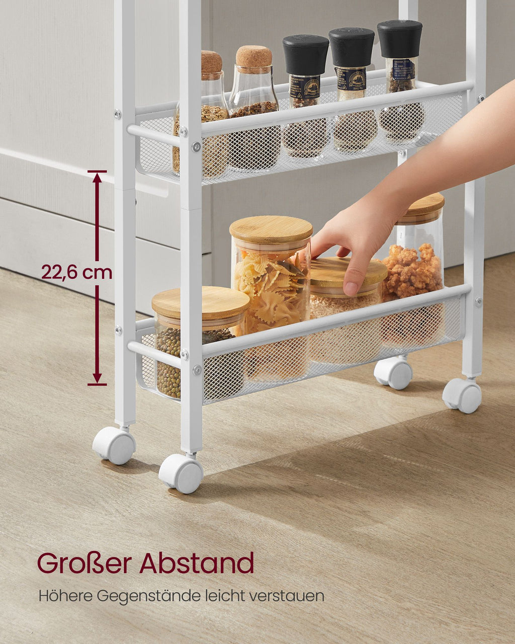 Rollwagen mit 5 Ebenen auf Rollen 13 x 45,4 x 99,6 cm