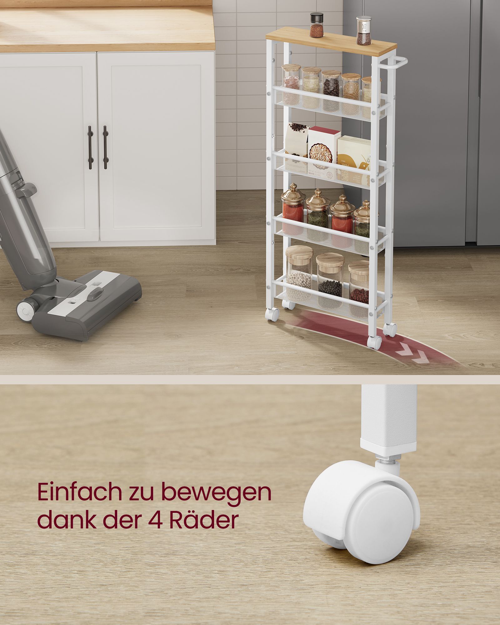 Rollwagen mit 5 Ebenen auf Rollen 13 x 45,4 x 99,6 cm