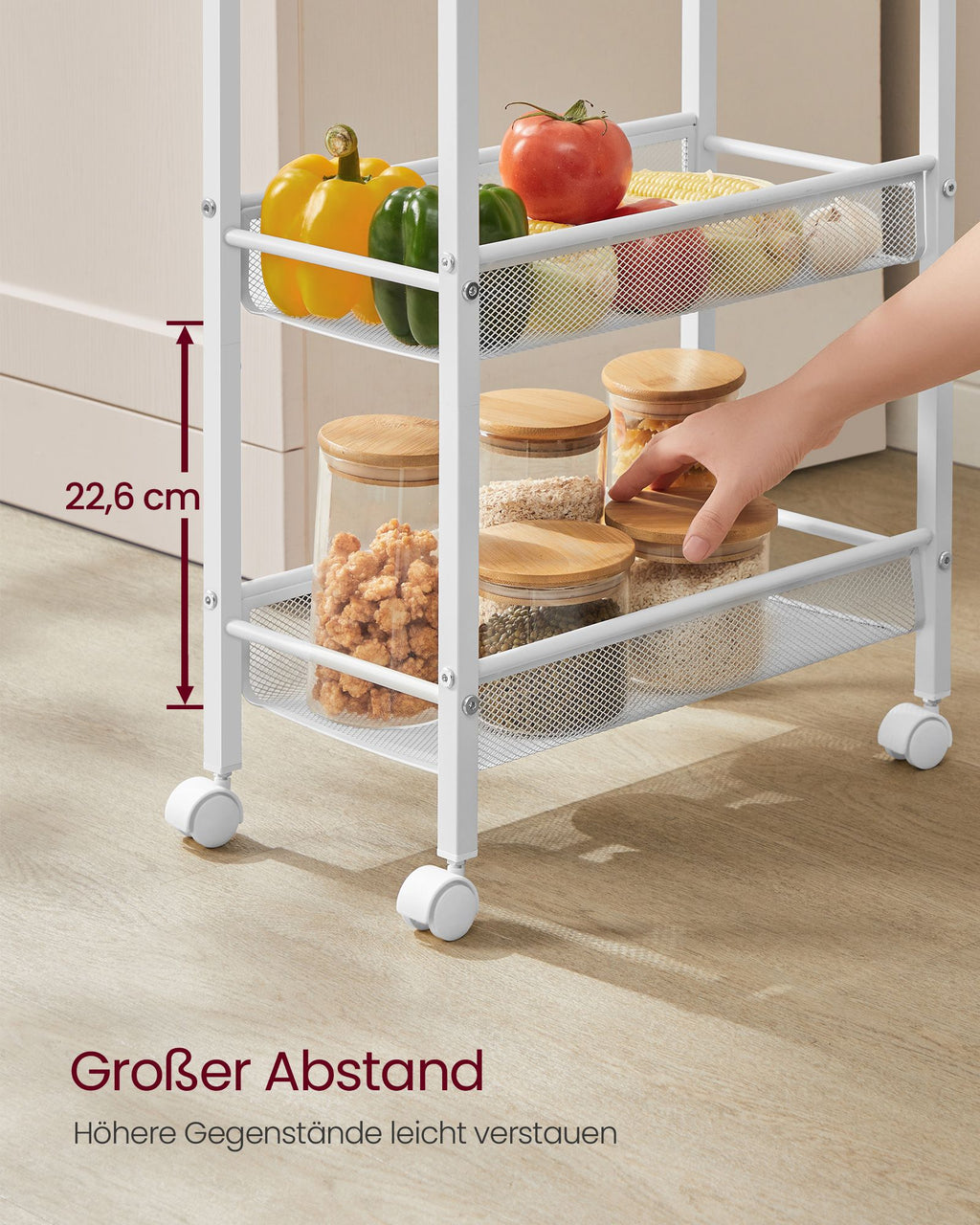 Rollwagen mit 5 Ebenen auf Rollen 22 x 45,4 x 99,6 cm