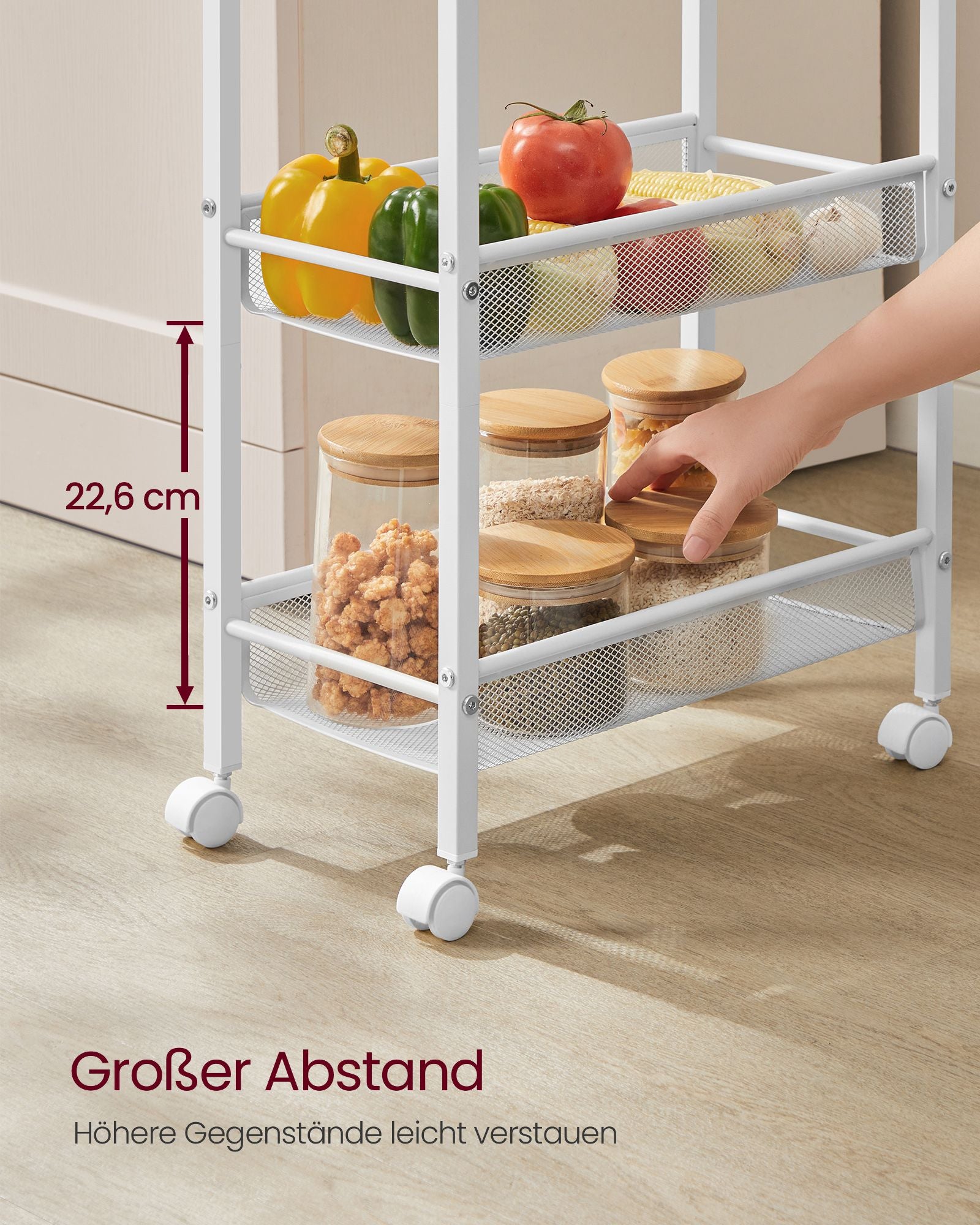 Rollwagen mit 5 Ebenen auf Rollen 22 x 45,4 x 99,6 cm