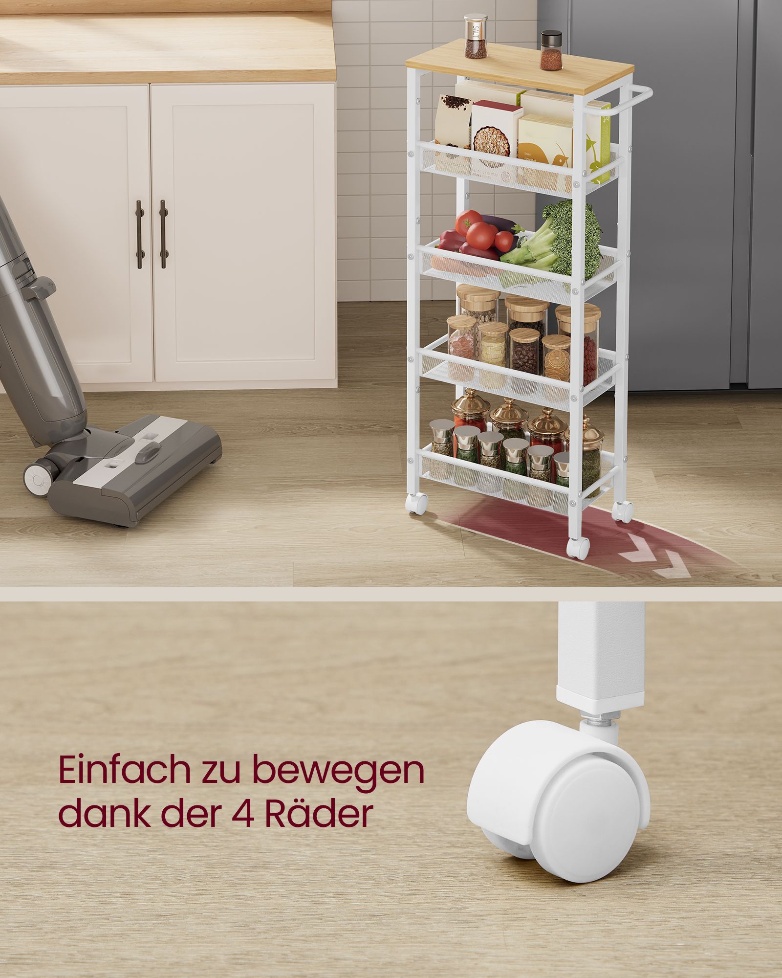 Rollwagen mit 5 Ebenen auf Rollen 22 x 45,4 x 99,6 cm