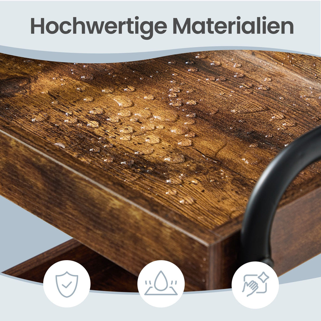 Servierwagen aus MDF, Küchenregal mit Griffen, Rollwagen für Bad