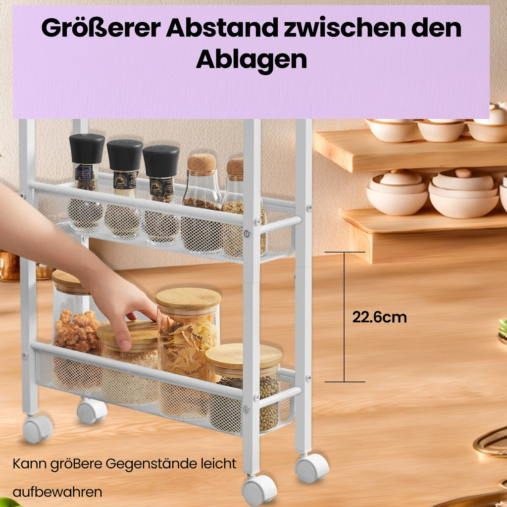 Rollwagen 5 Ebenen, Küchenwagen schmal, Nischenregal auf Rollen